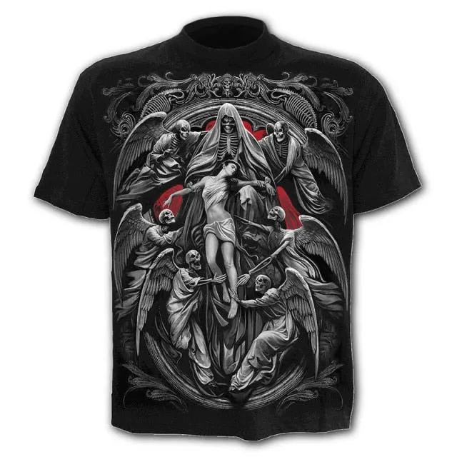 6XL New design Skull t-shirt men black t-shirt funny punk rock clothes 3d printing t-shirt hip hop men's summer street clothing