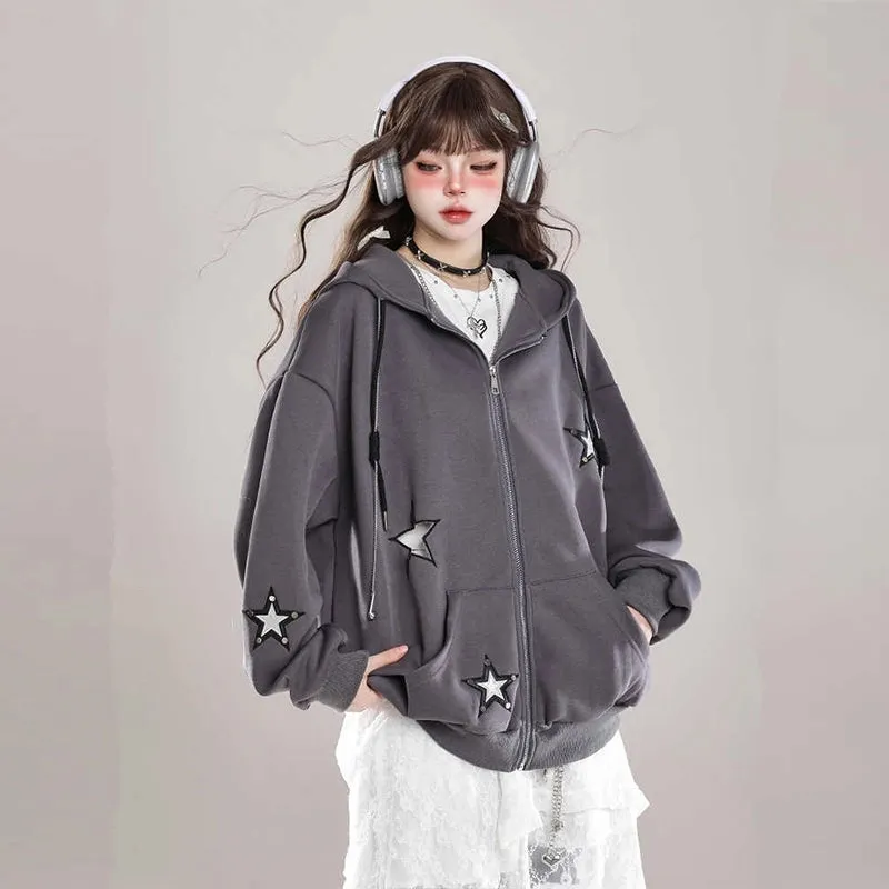 American Star Embroidered Cardigan Sweatshirt