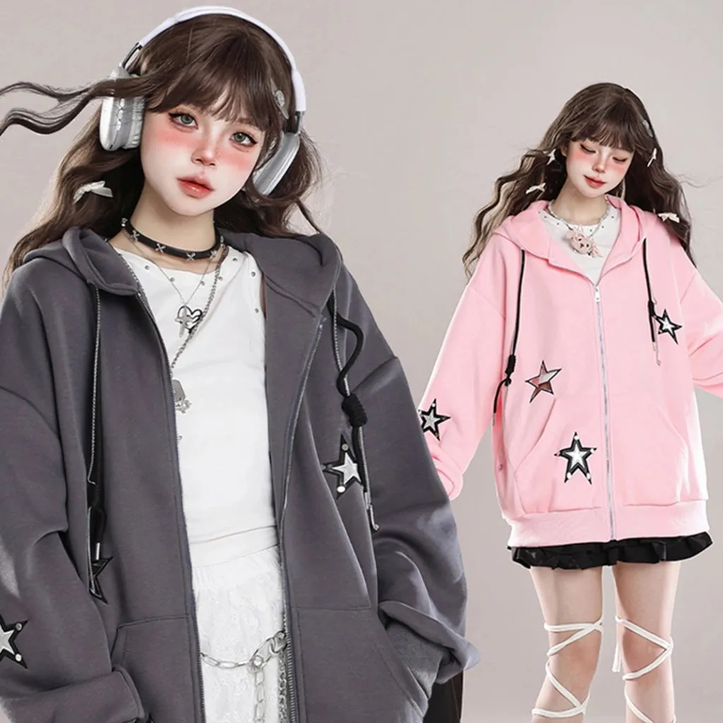 American Star Embroidered Cardigan Sweatshirt