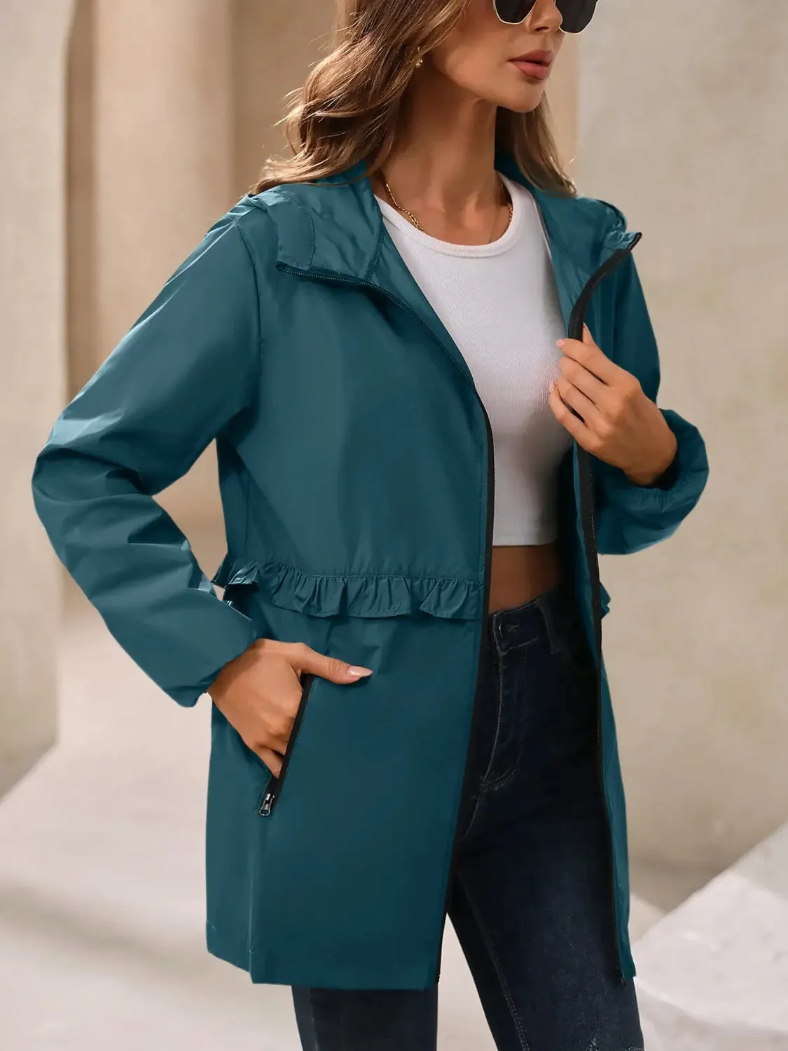 Beautiful Women's Waterproof Hooded Windbreaker