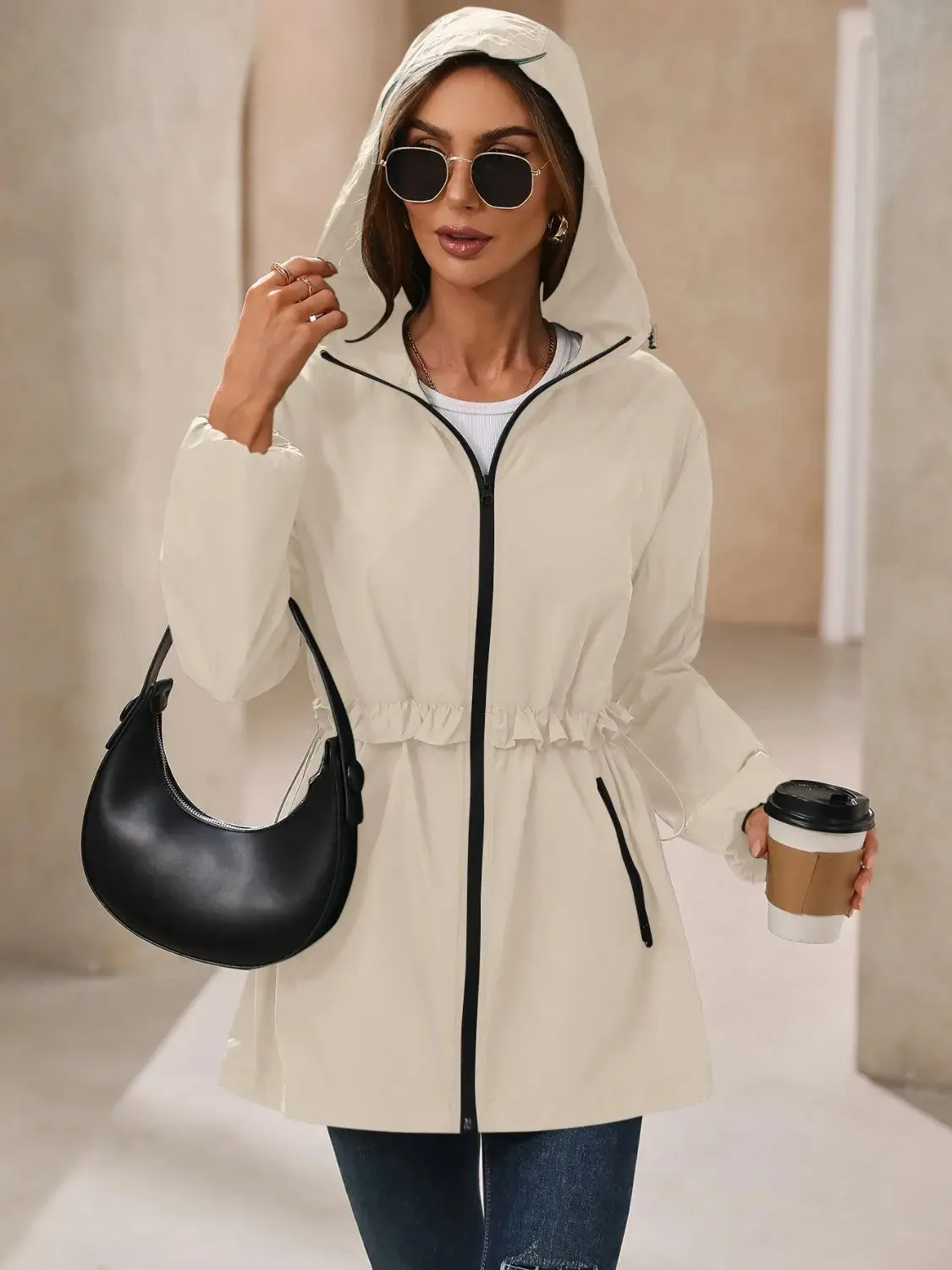 Beautiful Women's Waterproof Hooded Windbreaker