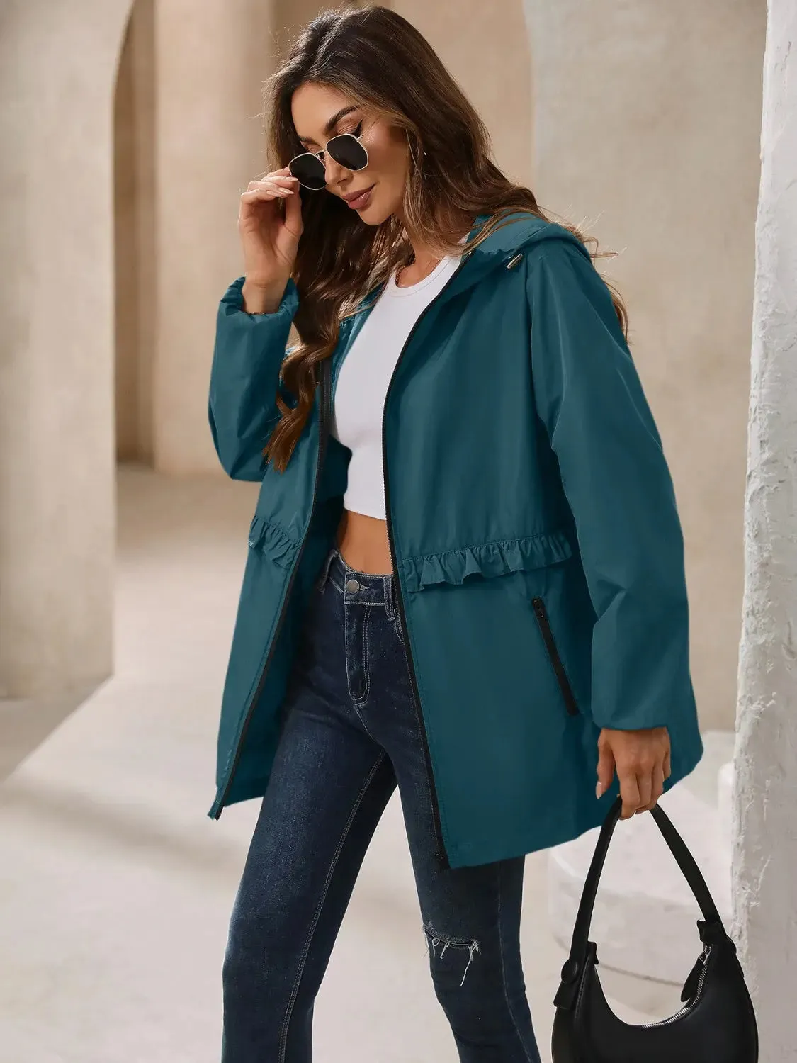 Beautiful Women's Waterproof Hooded Windbreaker