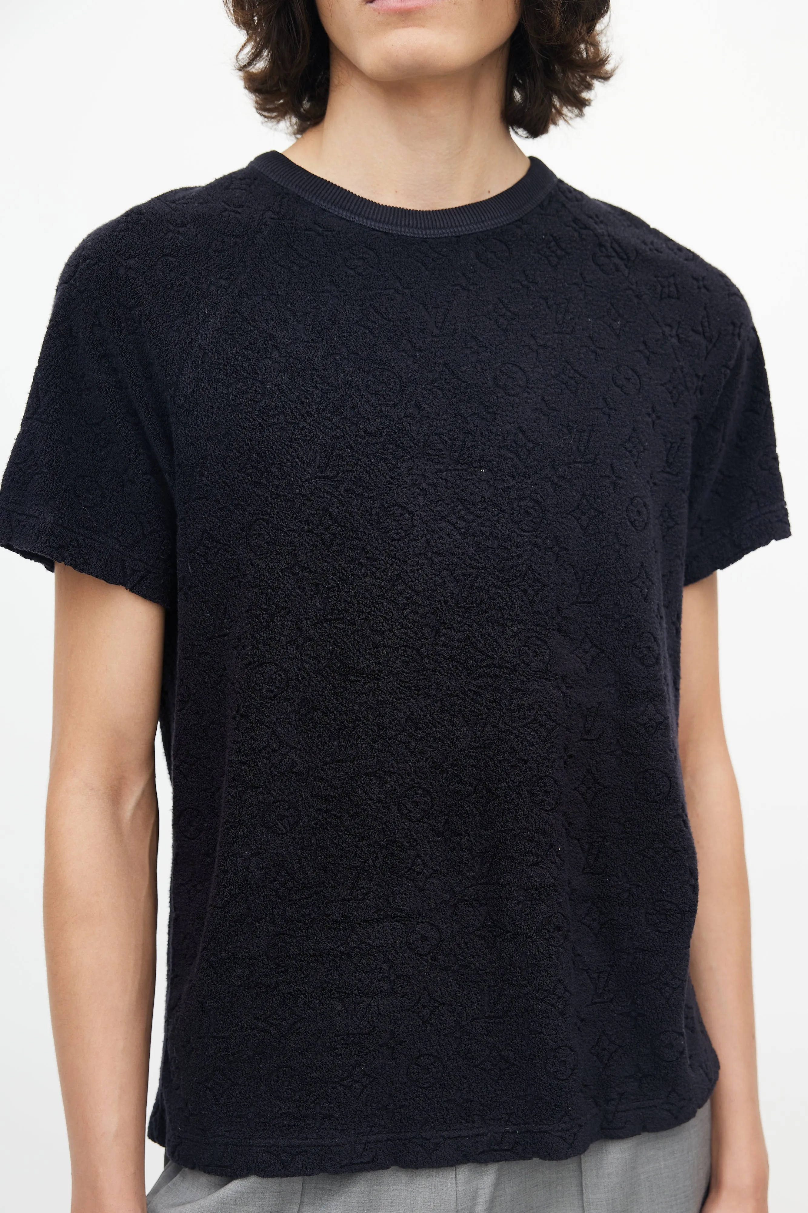 Black Terry Cloth Monogram T-Shirt