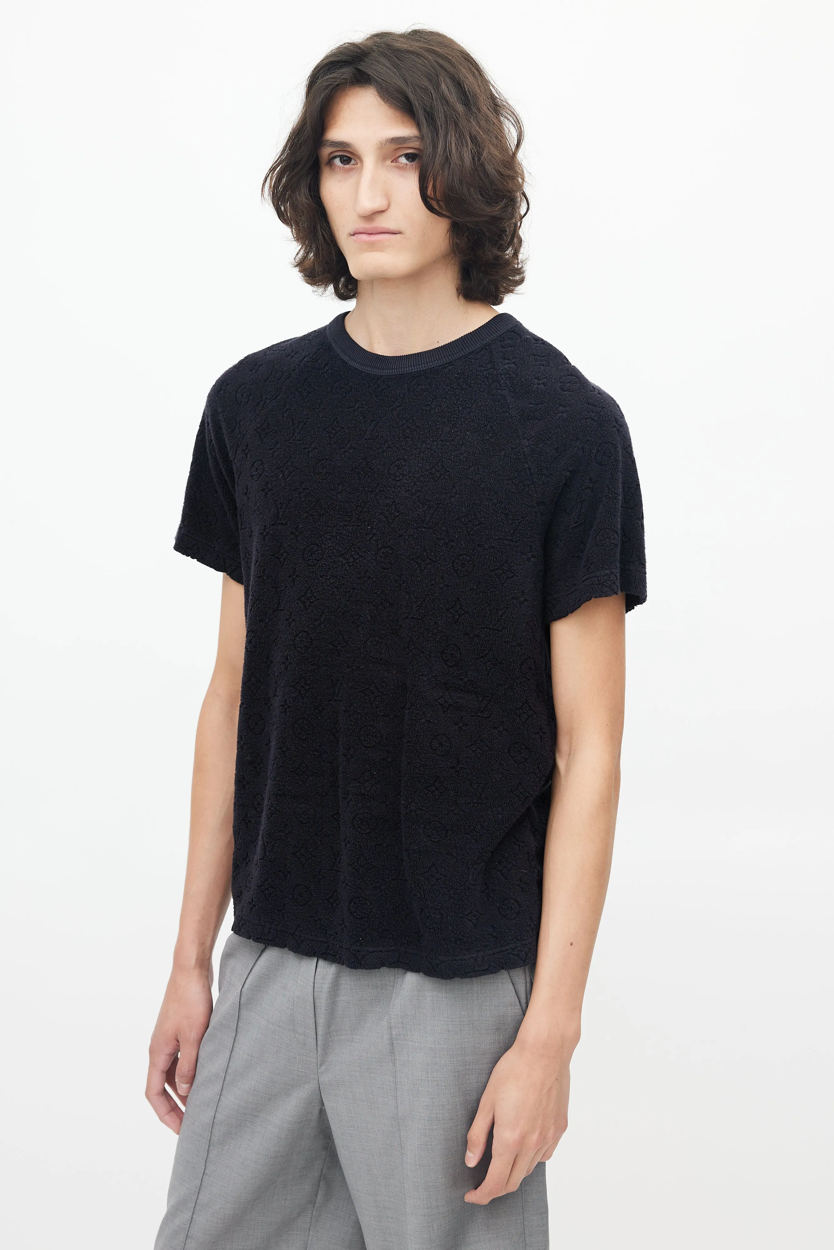 Black Terry Cloth Monogram T-Shirt