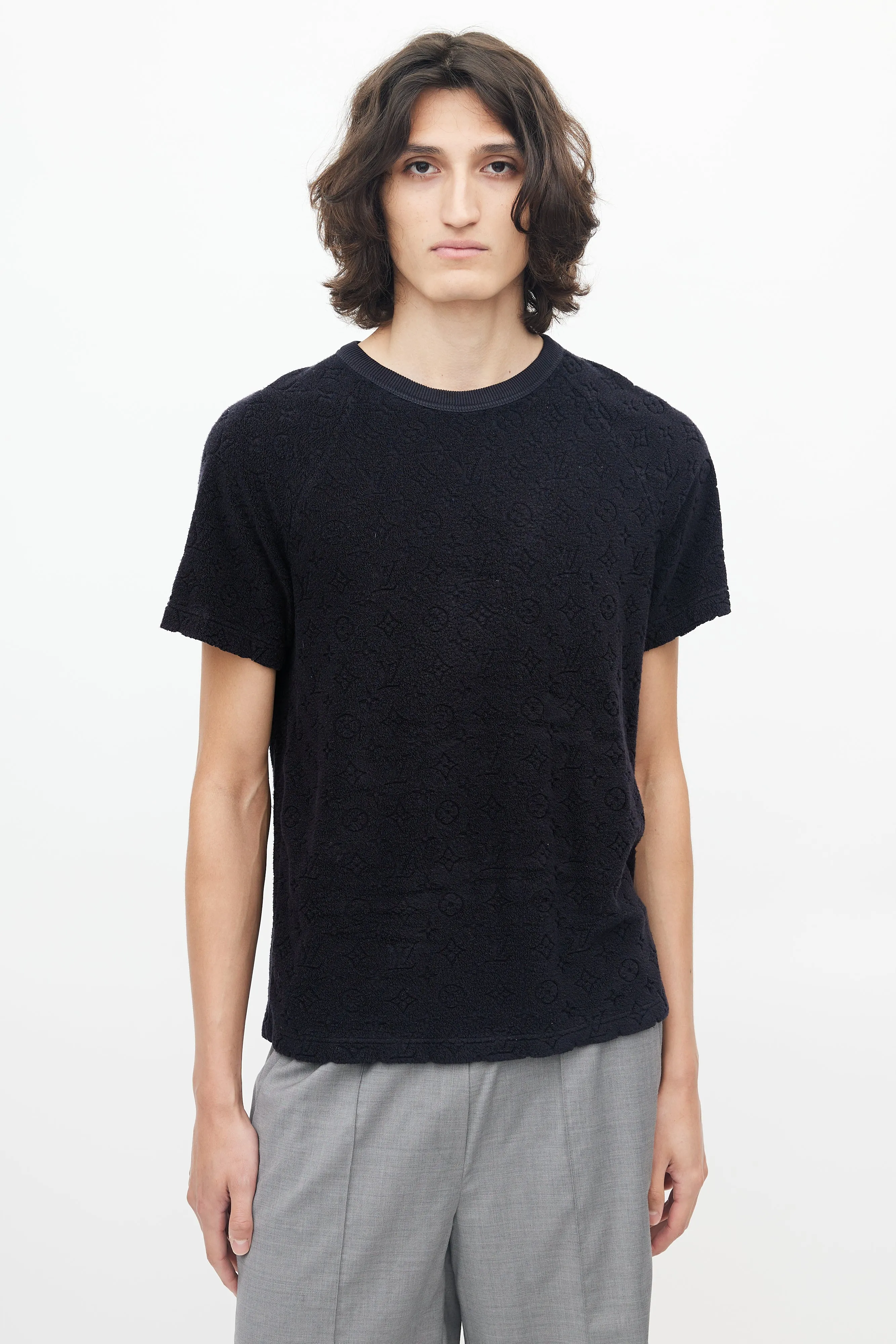 Black Terry Cloth Monogram T-Shirt