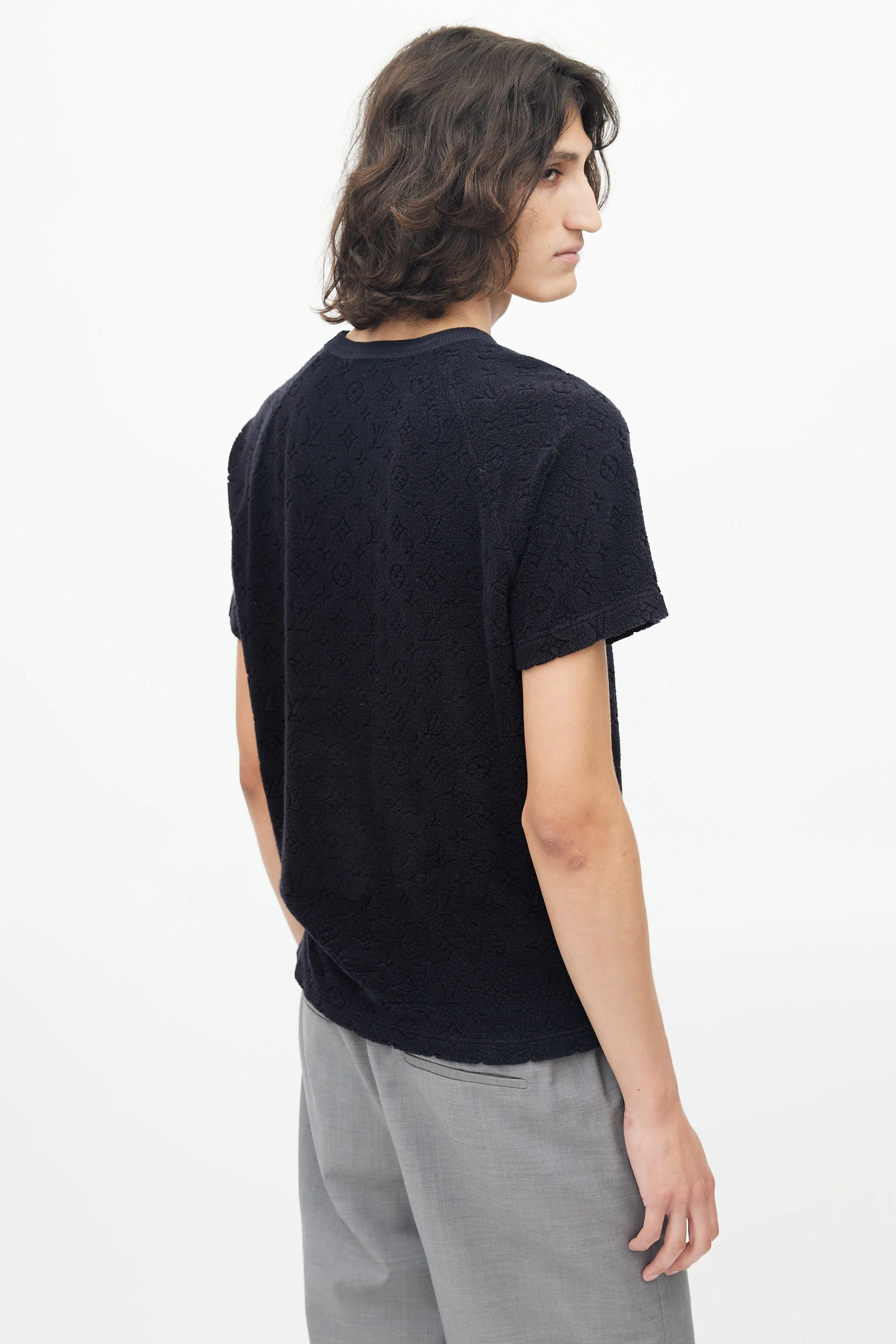 Black Terry Cloth Monogram T-Shirt