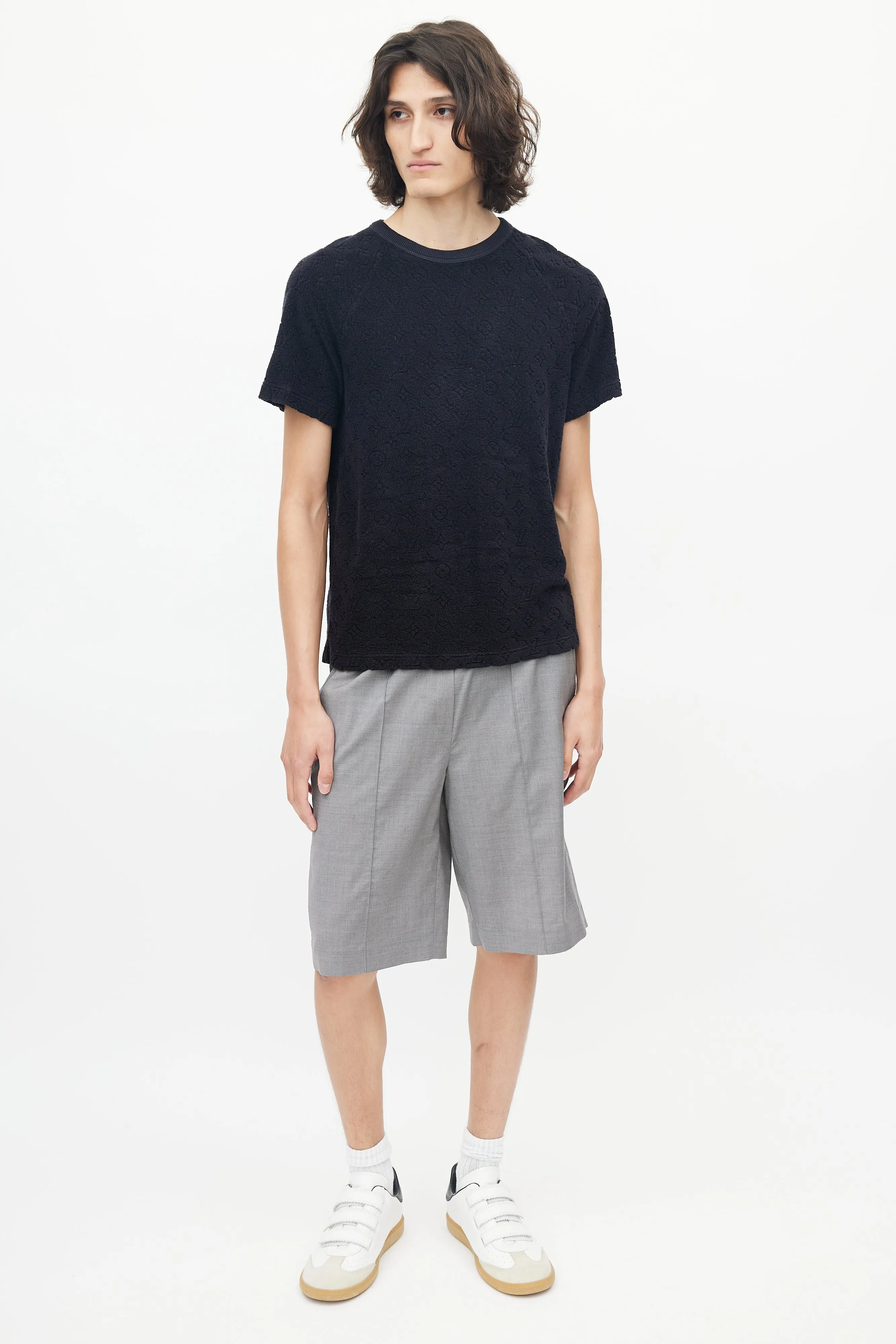 Black Terry Cloth Monogram T-Shirt