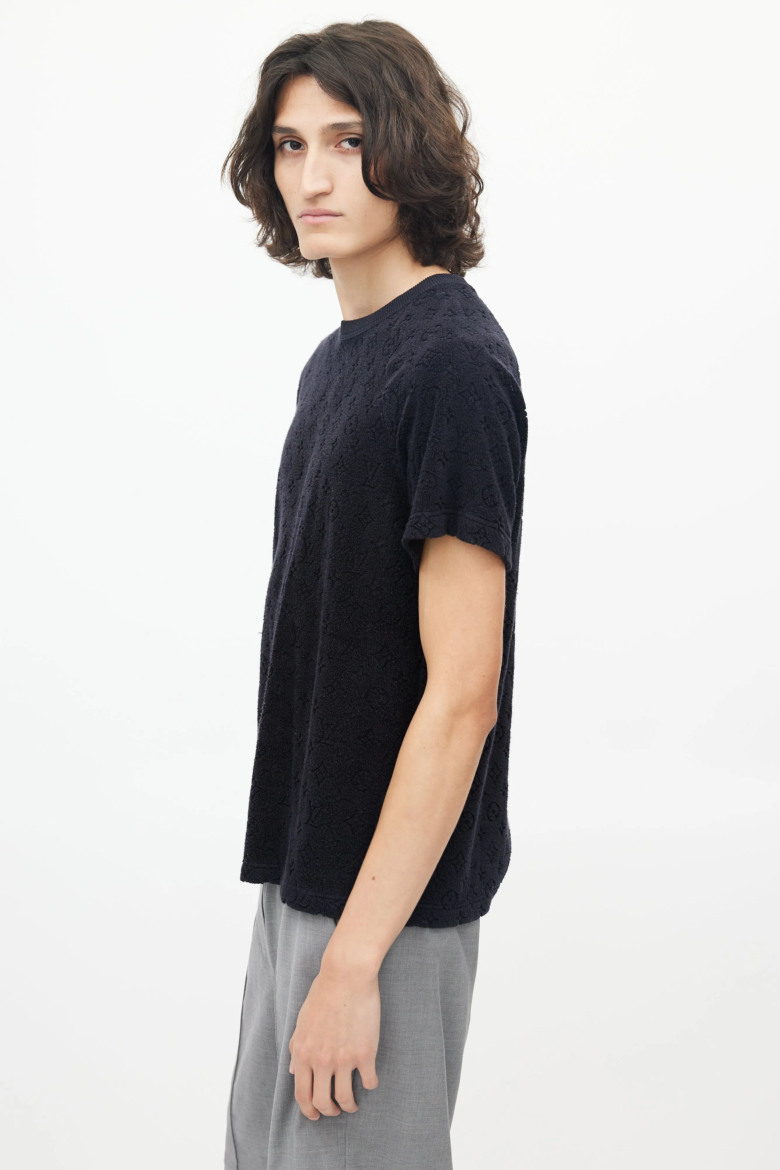 Black Terry Cloth Monogram T-Shirt