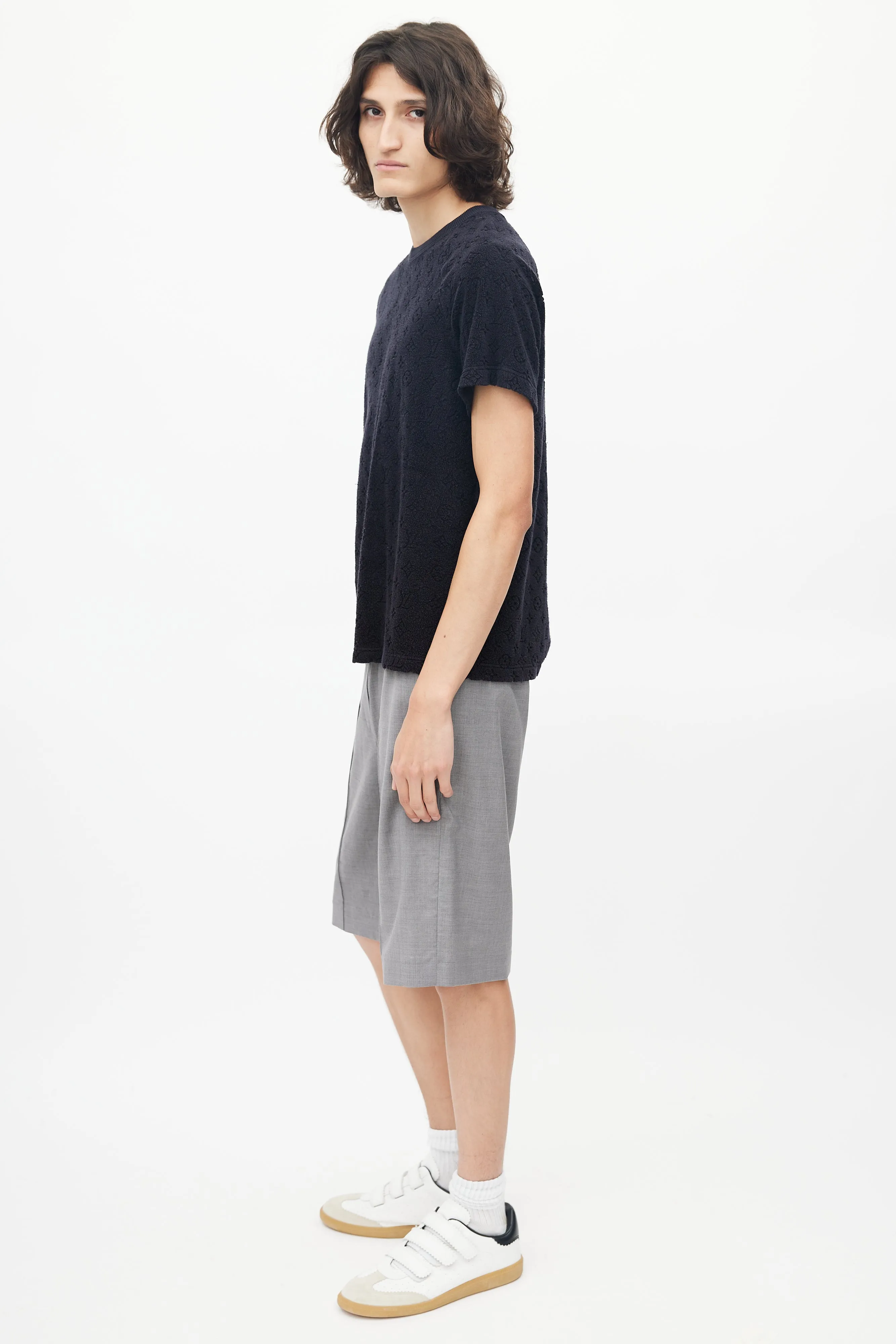 Black Terry Cloth Monogram T-Shirt