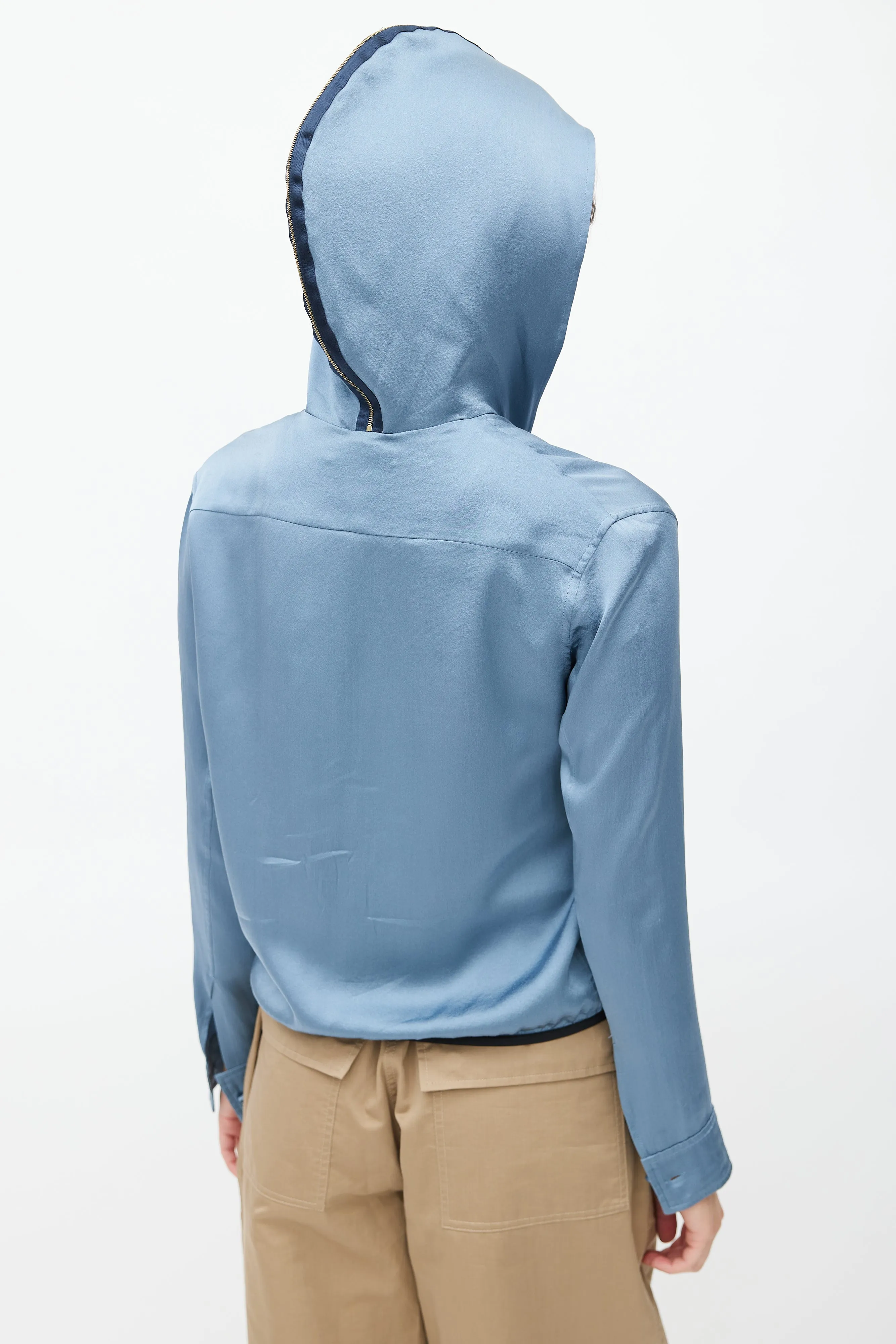 Blue Hooded Zip Top