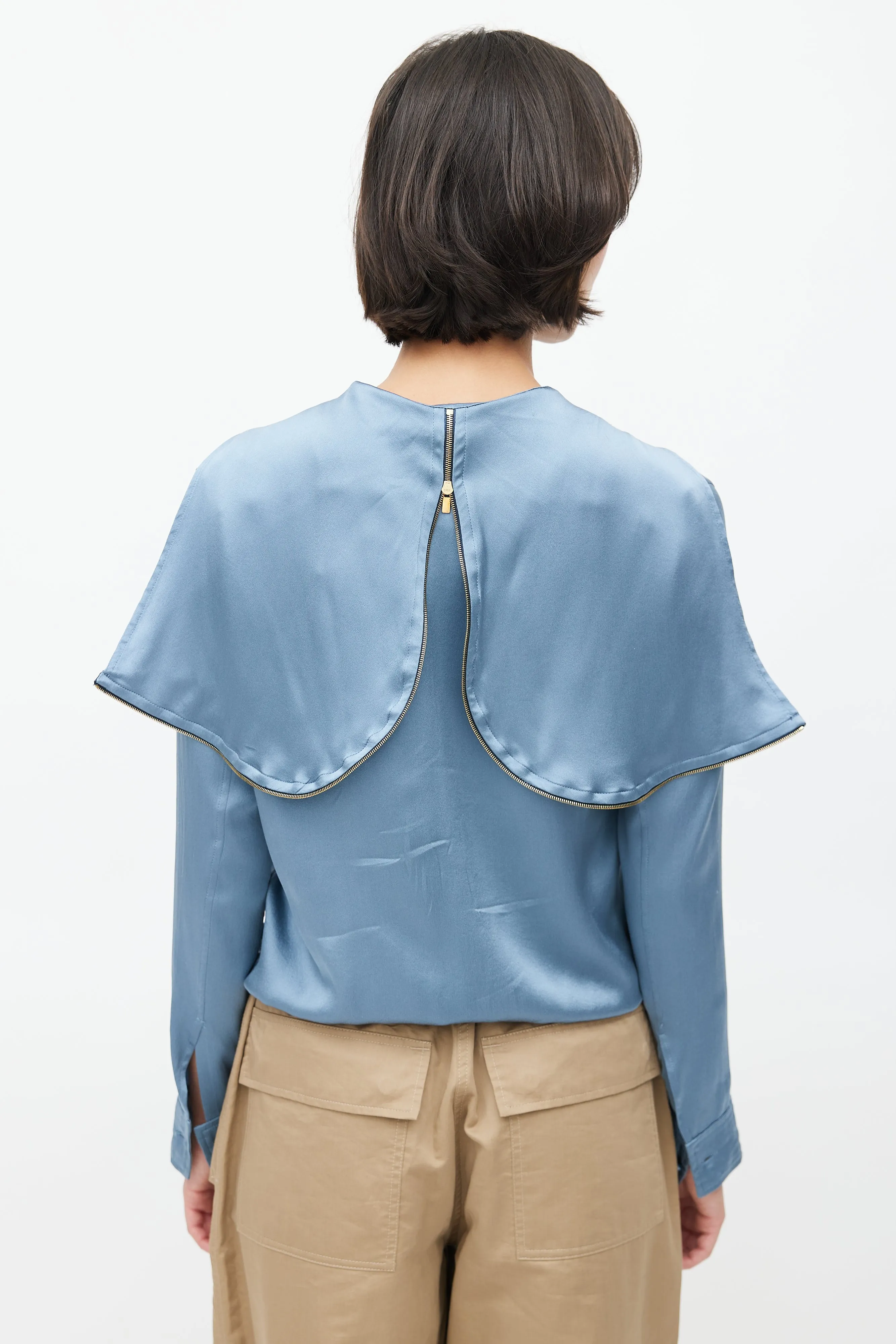 Blue Hooded Zip Top