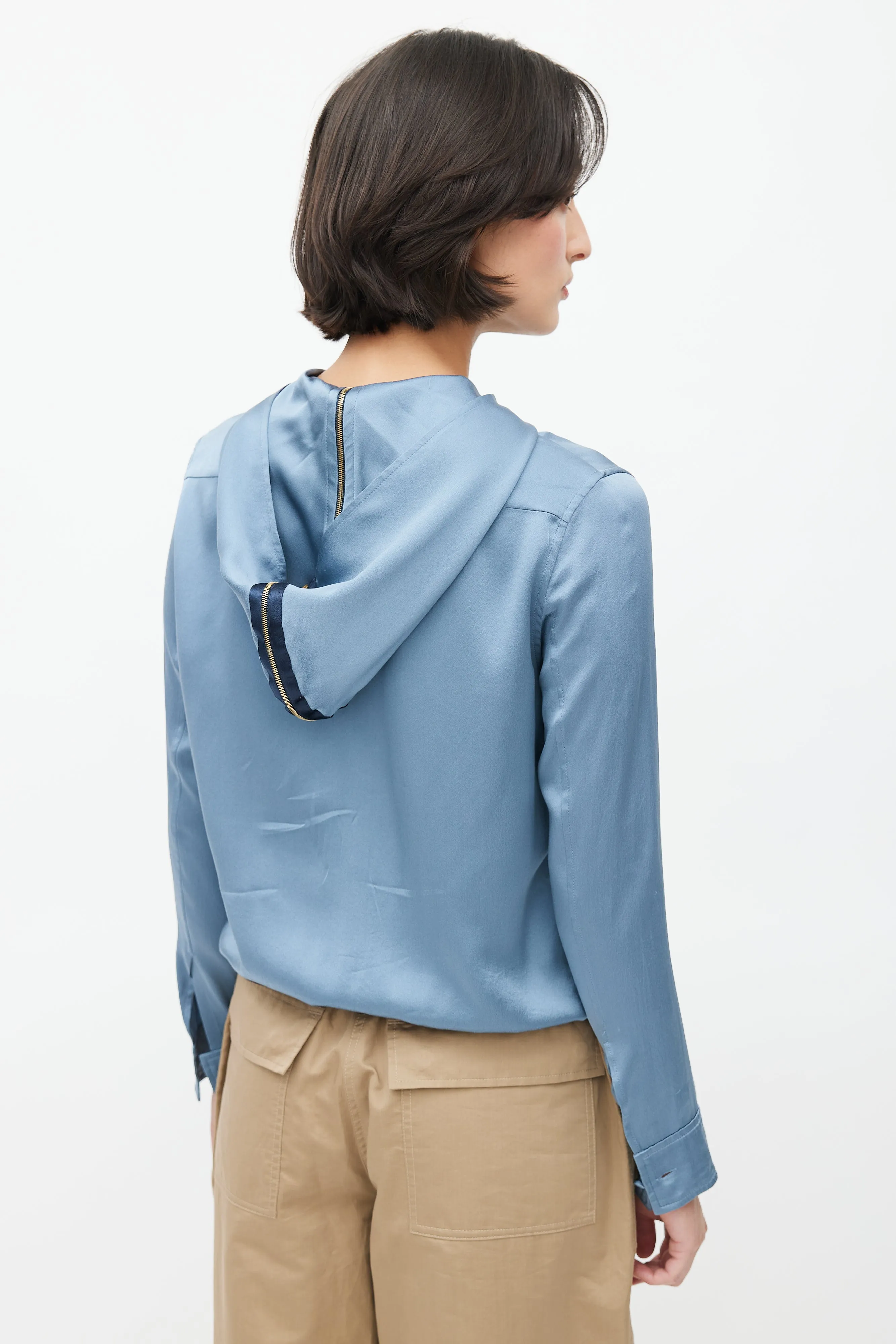 Blue Hooded Zip Top
