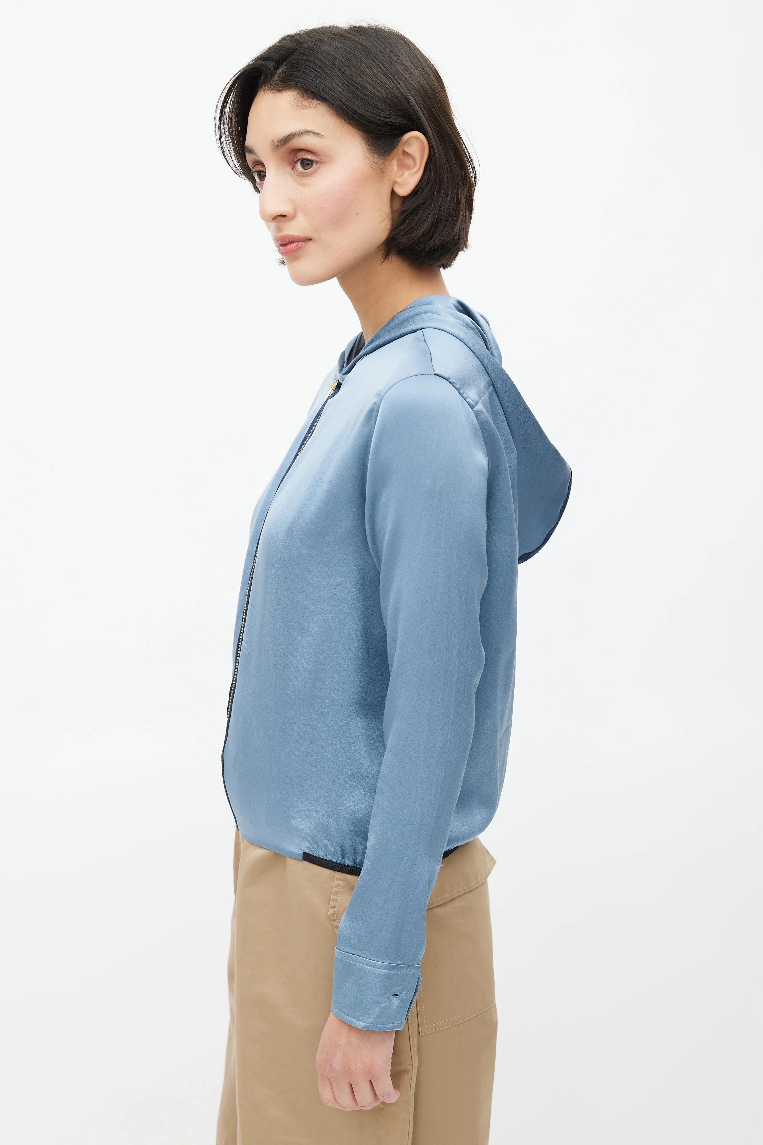 Blue Hooded Zip Top