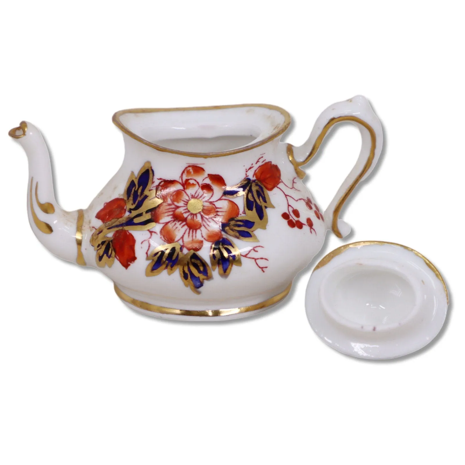 Crown Staffordshire 10pc  Mini Doll Imari Coral Bone China Tea Set 1900's
