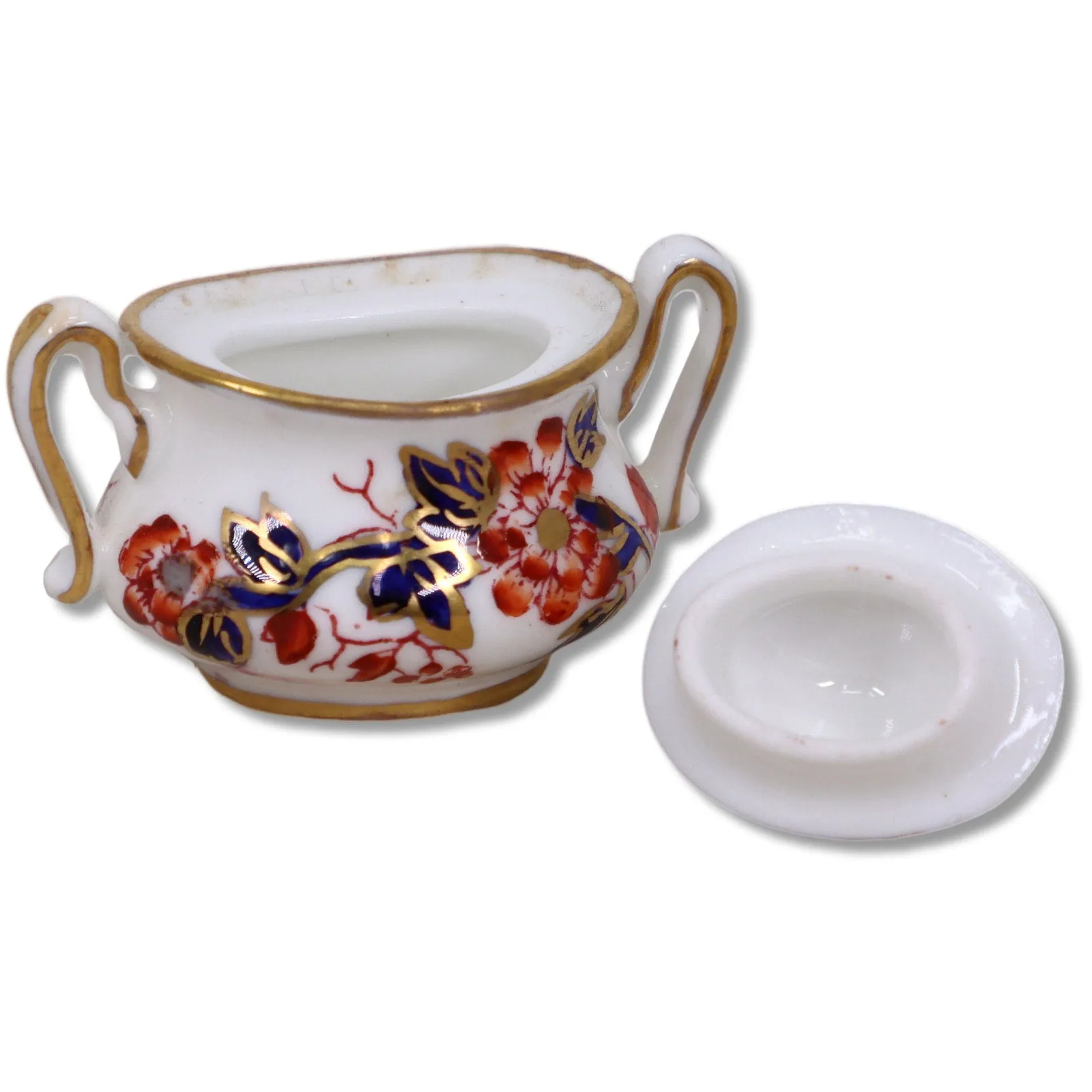 Crown Staffordshire 10pc  Mini Doll Imari Coral Bone China Tea Set 1900's