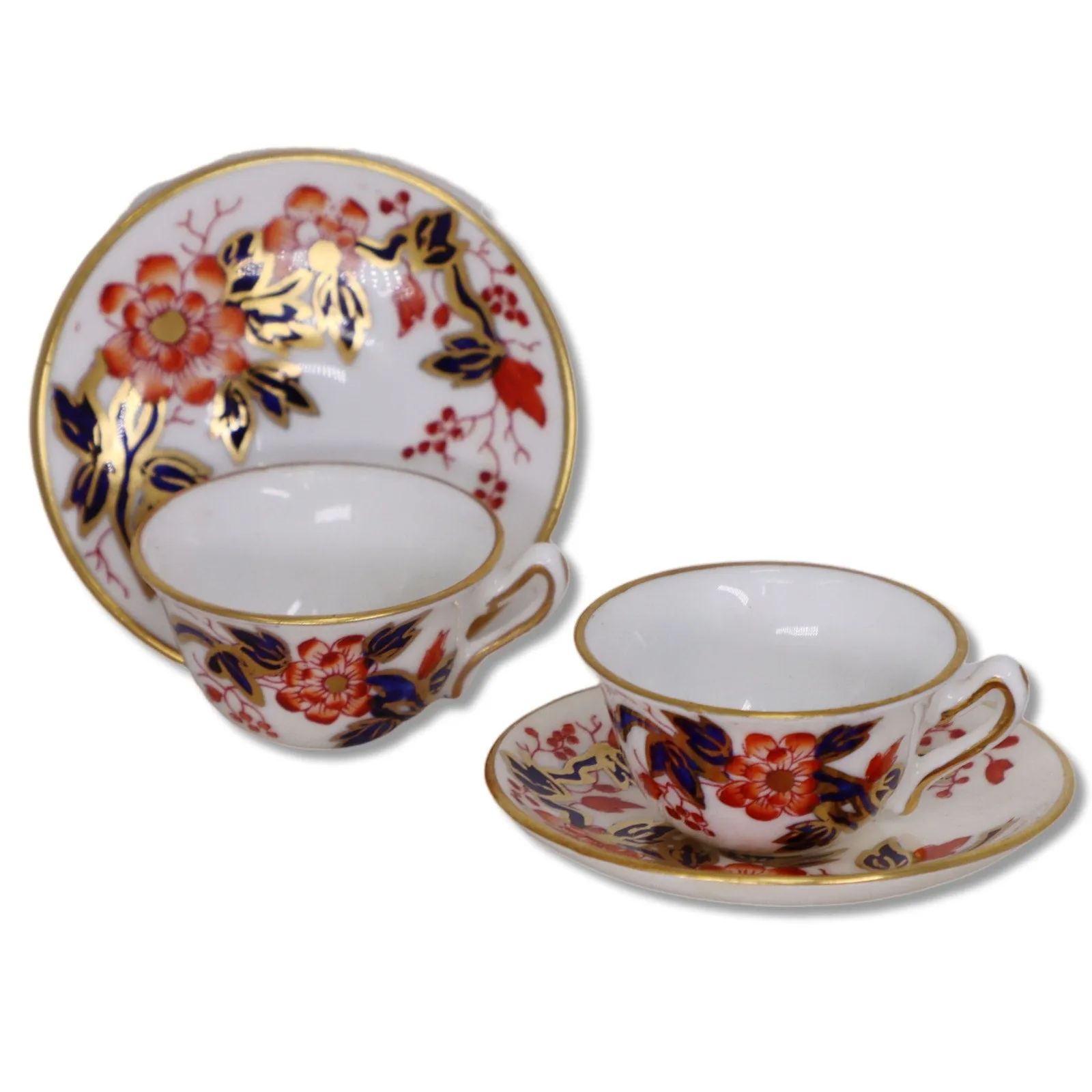 Crown Staffordshire 10pc  Mini Doll Imari Coral Bone China Tea Set 1900's