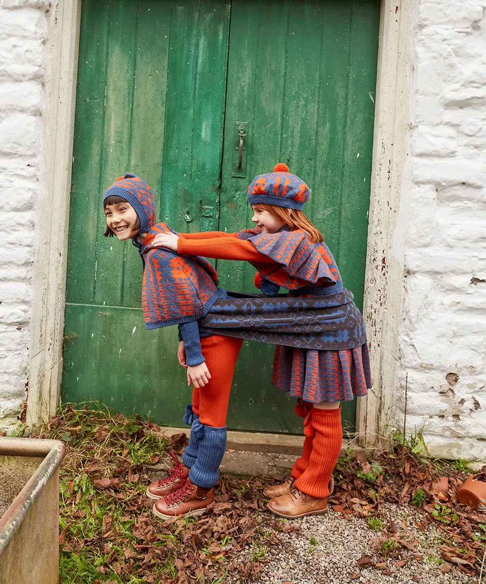 Eryri Cape - Denim / Pumpkin