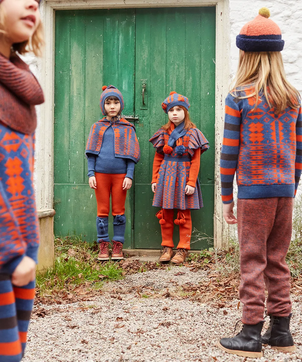 Eryri Cape - Denim / Pumpkin