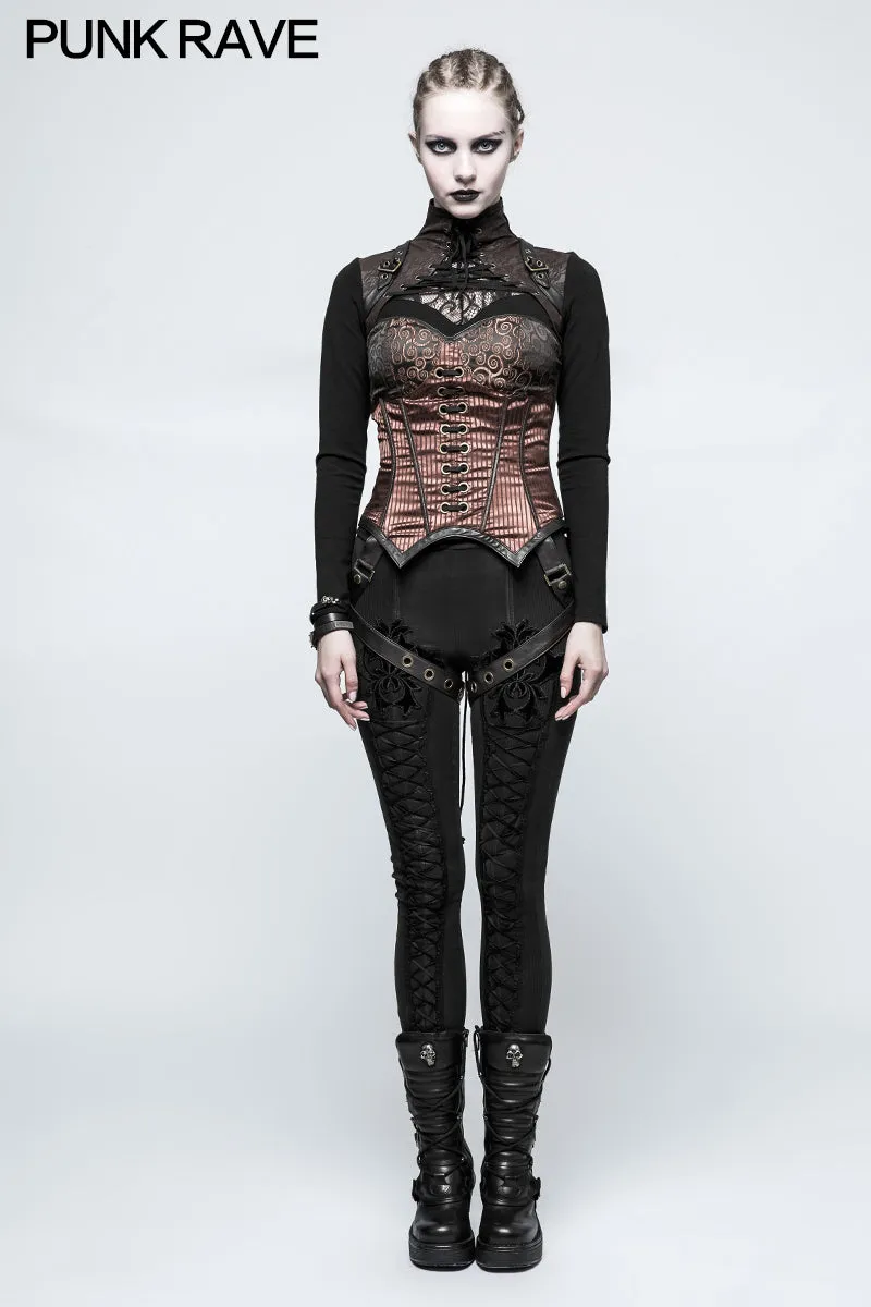 K-294 Thickened  Minimalist Leather Gothic Pants Leggings With Tie Rope