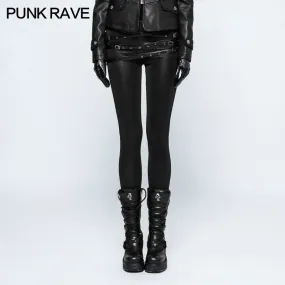 K-299 Skinny Soft Elastic Punk Pants Leather Leggings With Loops