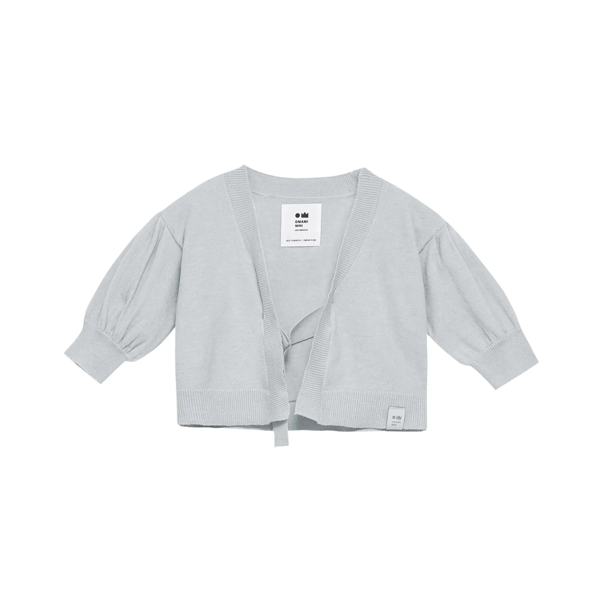 Kids Full Sleeve Cardigan in Light Grey Brushed Knit