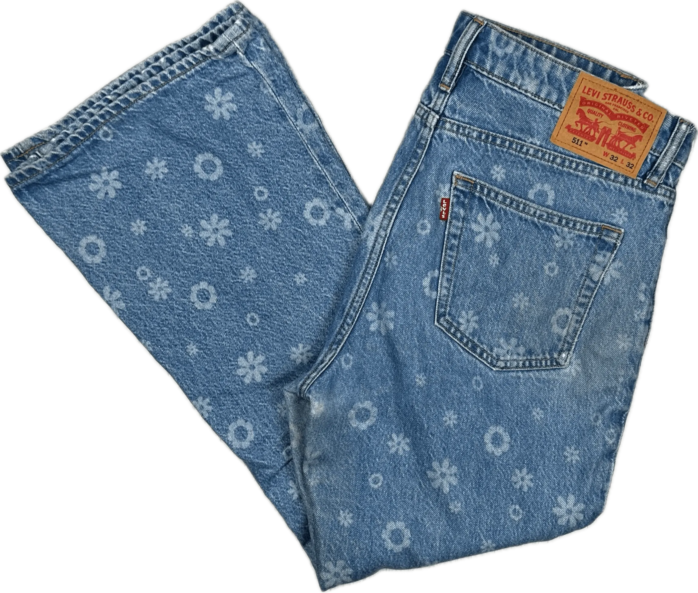 Levis Flower Denim Petite Boot Flare Jeans- Size 32