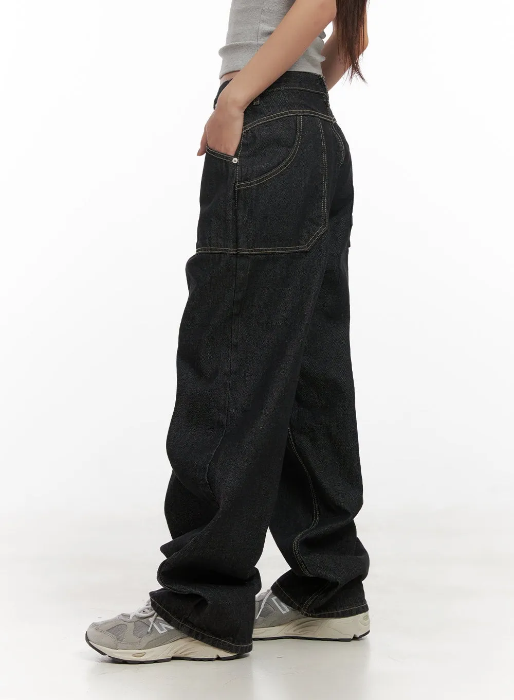 Nicole Stitched Carpenter Wide-Leg Jeans CD411