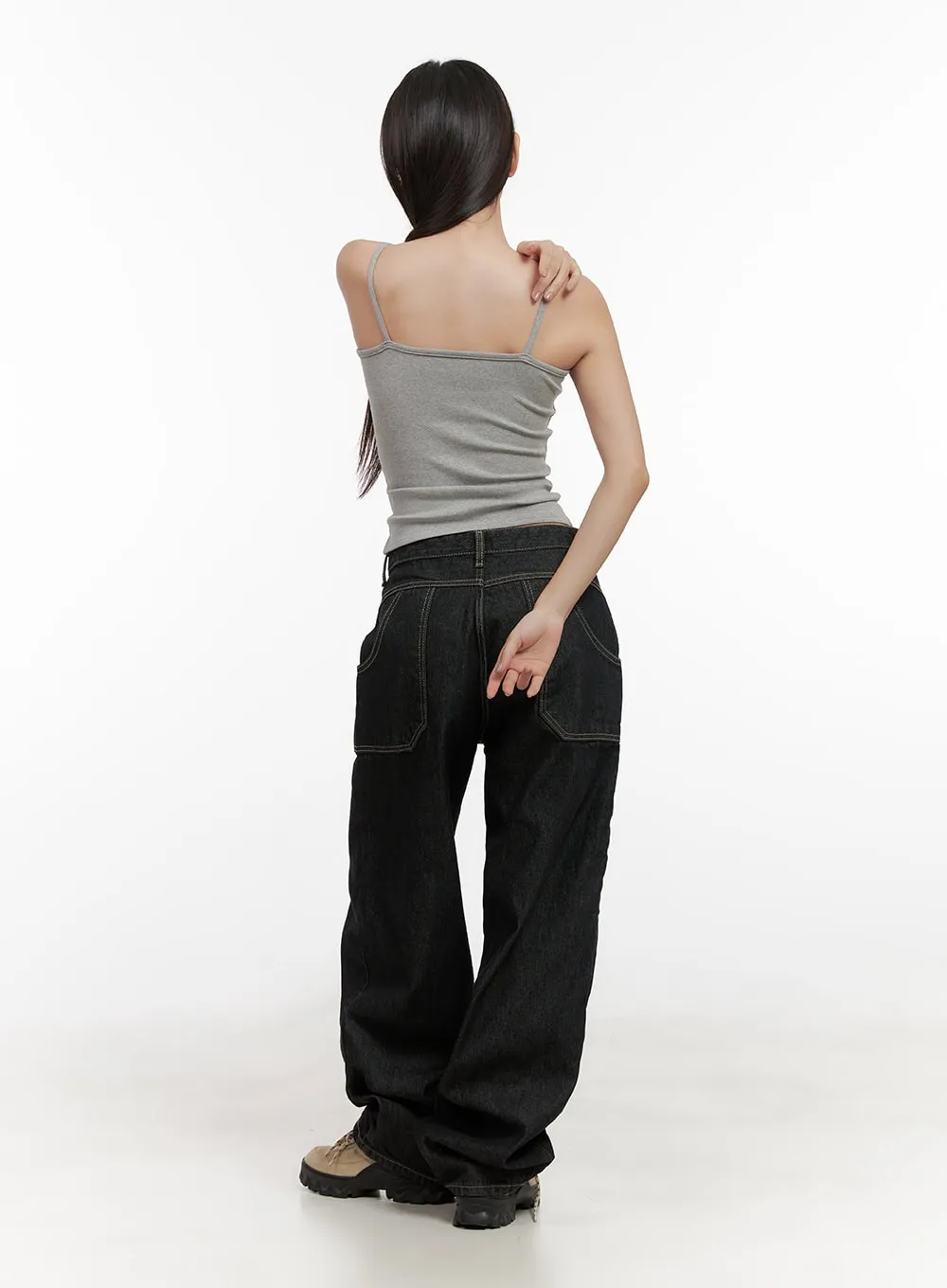 Nicole Stitched Carpenter Wide-Leg Jeans CD411