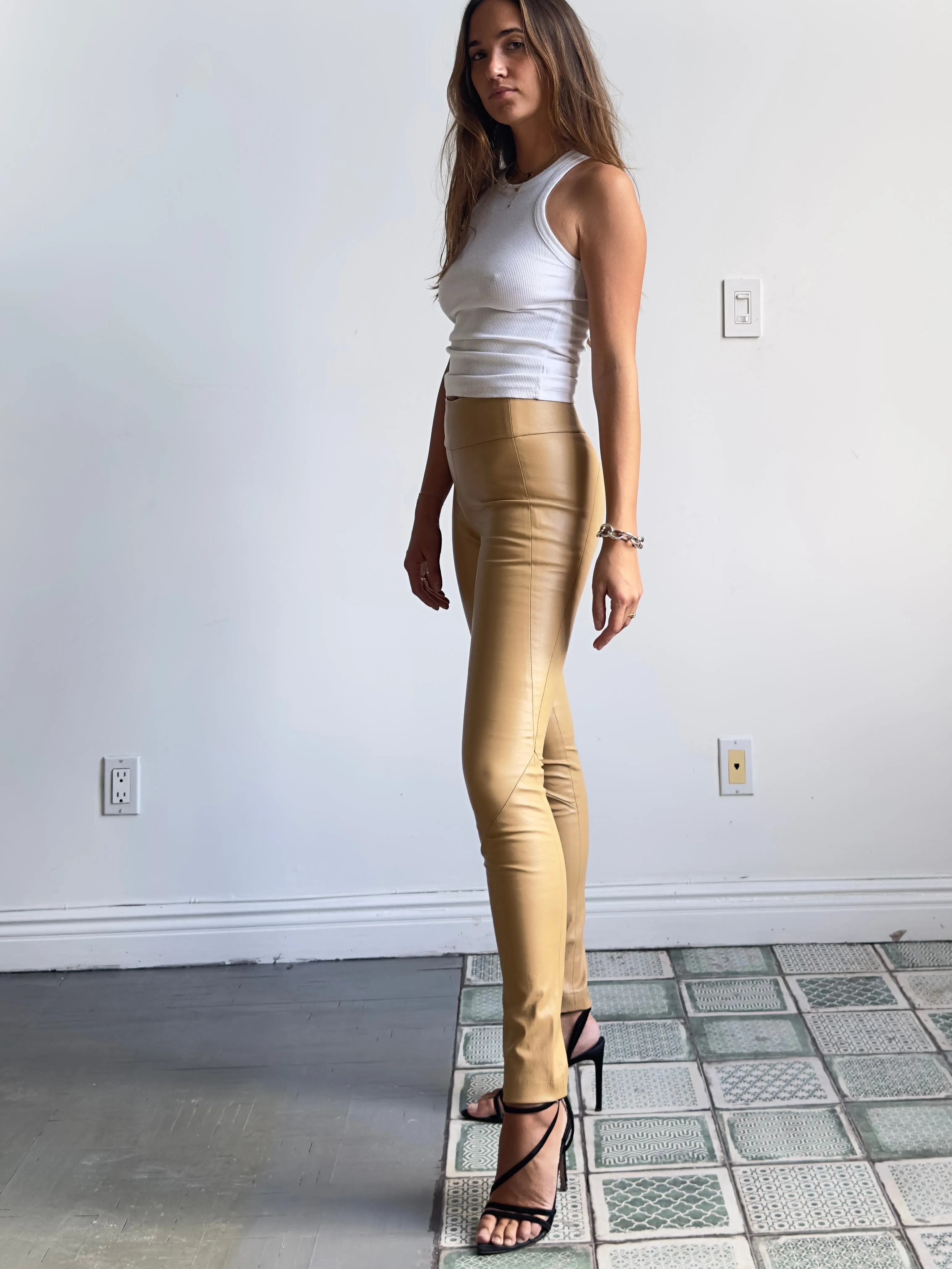 OT LEGGINGS NUDE LEATHER -SOLD OUT