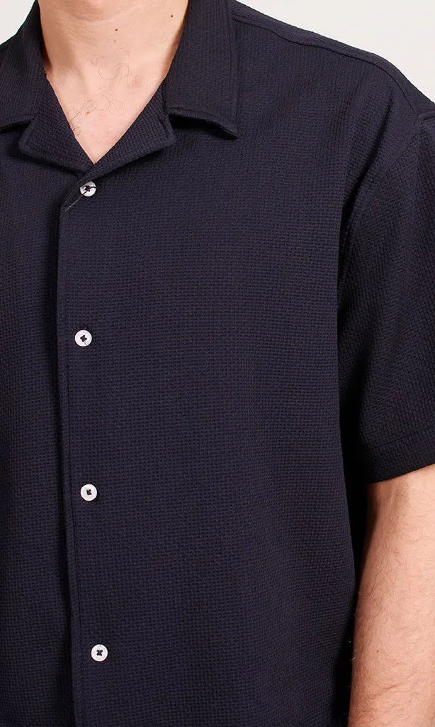 R206332 - Ready Garment Short-Sleeve Button-Up Shirt - Navy Blue