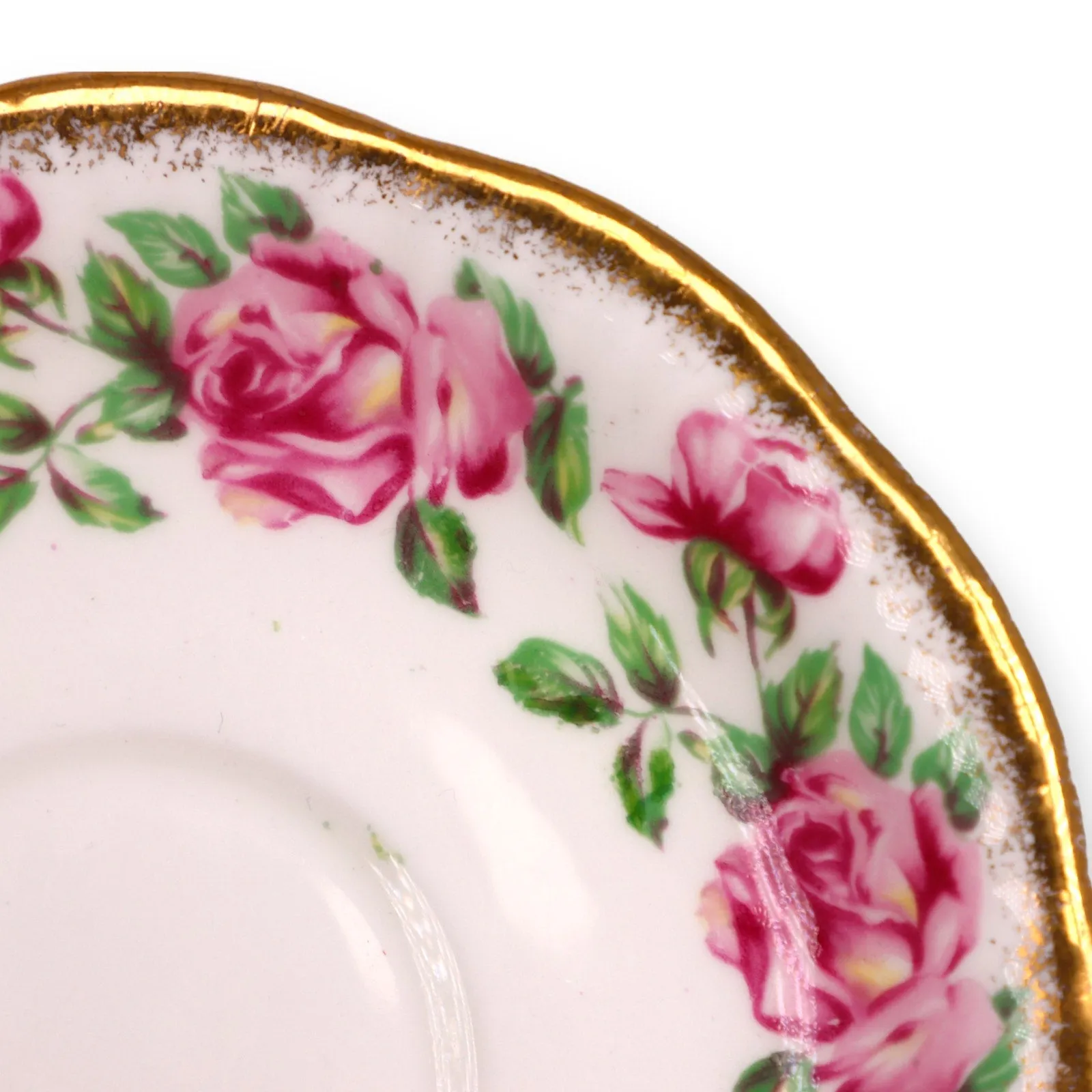 Salisbury Victoria Rose Tea Cup Saucer Set Gold Trim England Vintage