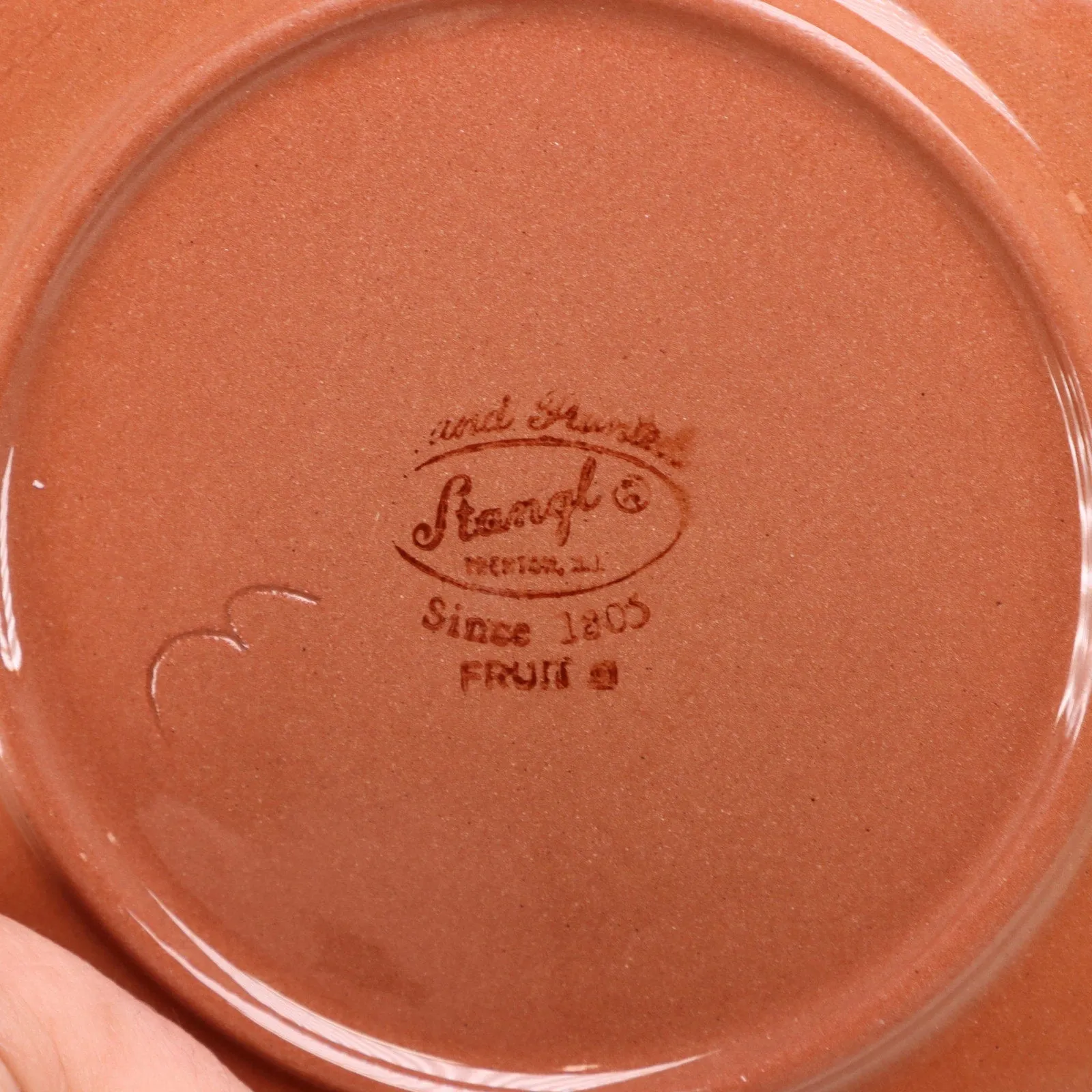 Stangl Pottery Fruit Lemon Brown Trim Flat Tea Cup Saucer USA Vintage 1942-78