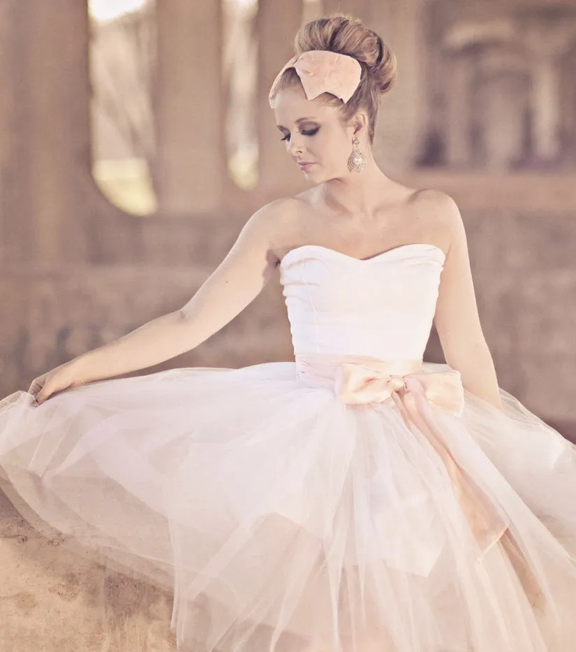 Strapless Ballerina Style Tulle Tea Length Wedding Dress