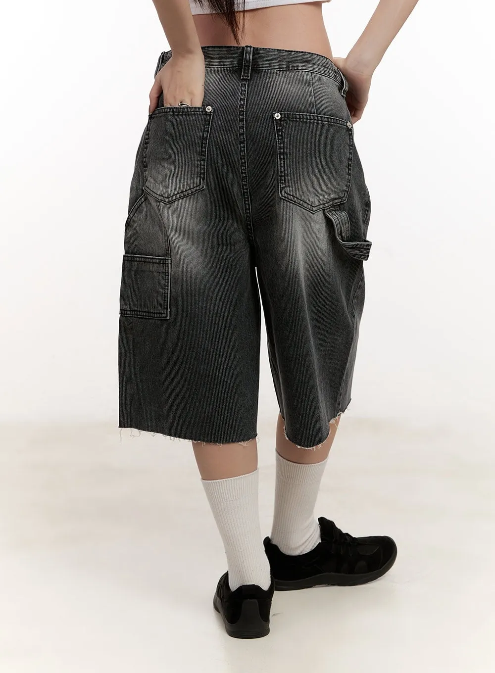 Striped Denim Carpenter Jorts CM507
