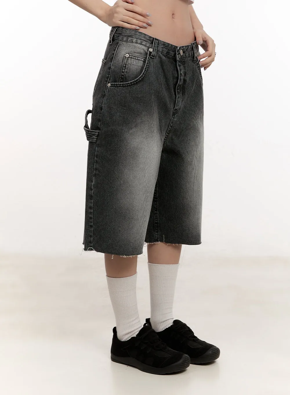 Striped Denim Carpenter Jorts CM507
