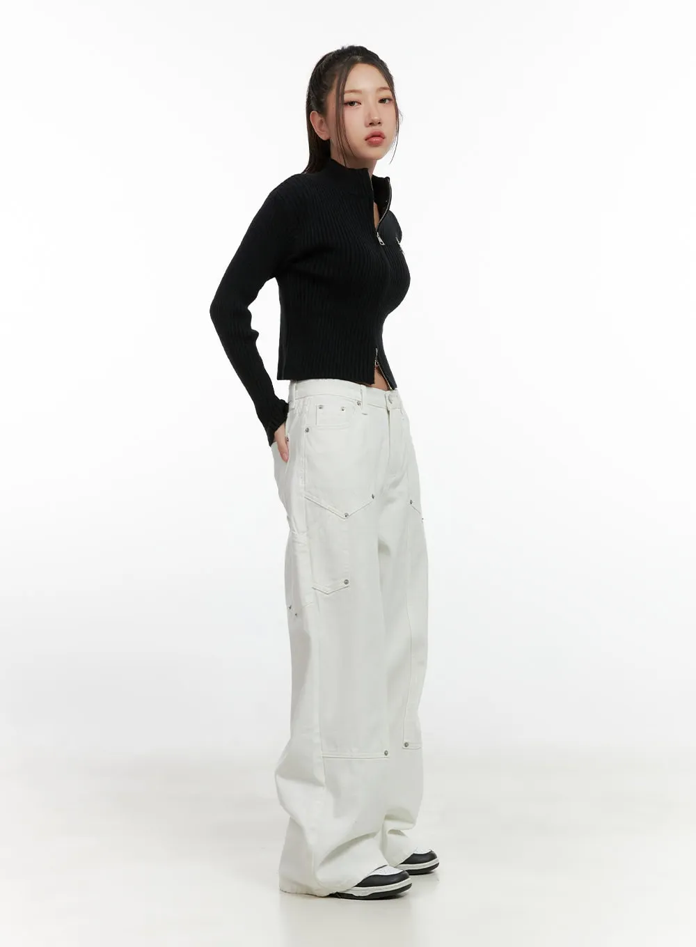 Stud Carpenter Wide Fit Cotton Pants CN412
