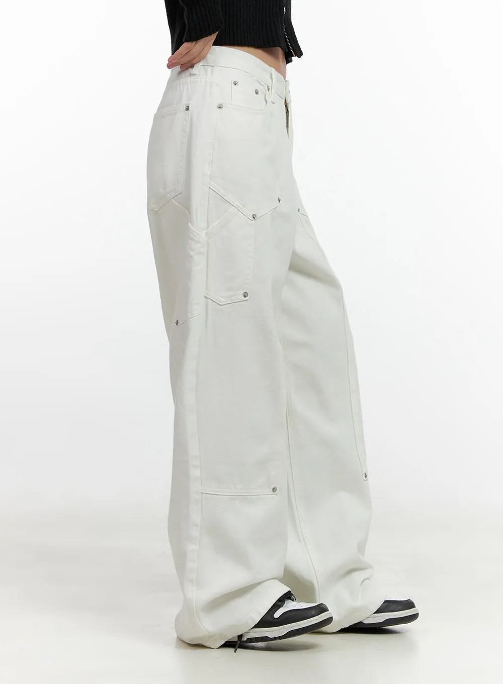 Stud Carpenter Wide Fit Cotton Pants CN412