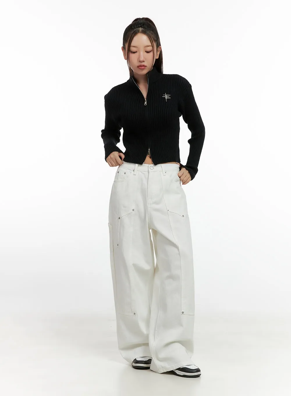 Stud Carpenter Wide Fit Cotton Pants CN412