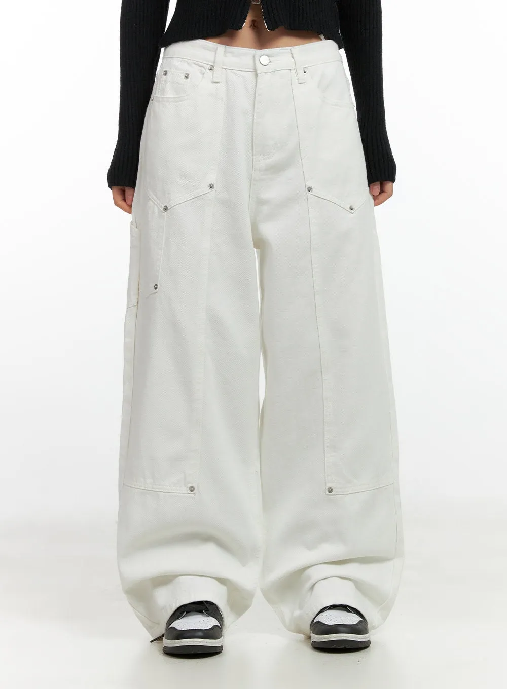 Stud Carpenter Wide Fit Cotton Pants CN412