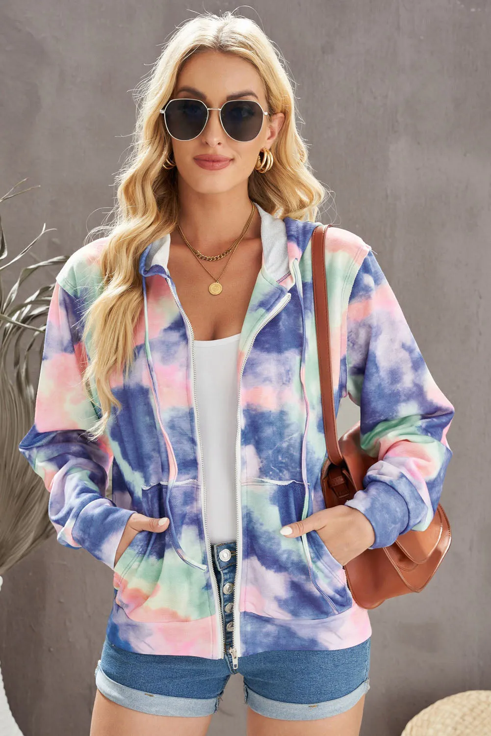 Tie-Dye Zip Up Hooded Jacket