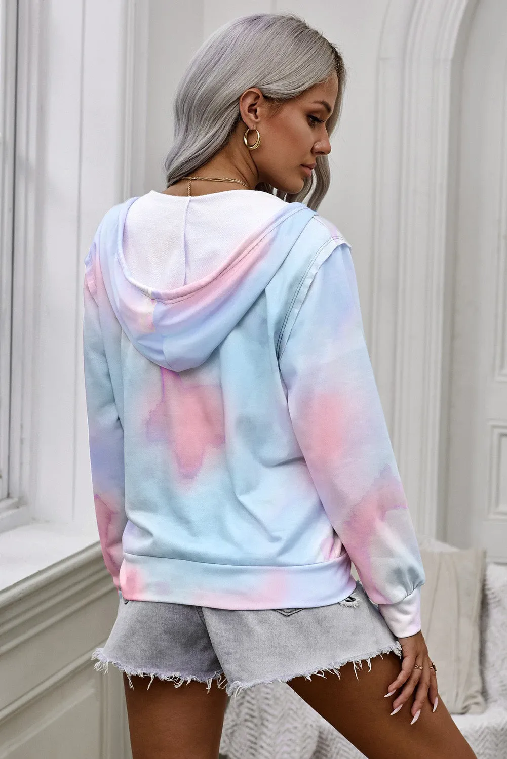 Tie-Dye Zip Up Hooded Jacket