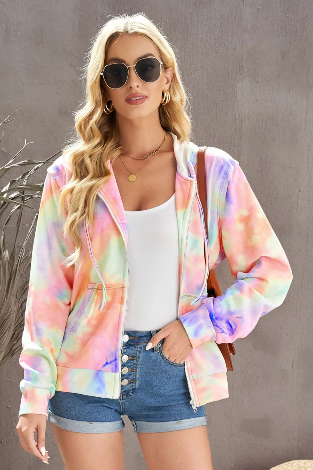 Tie-Dye Zip Up Hooded Jacket