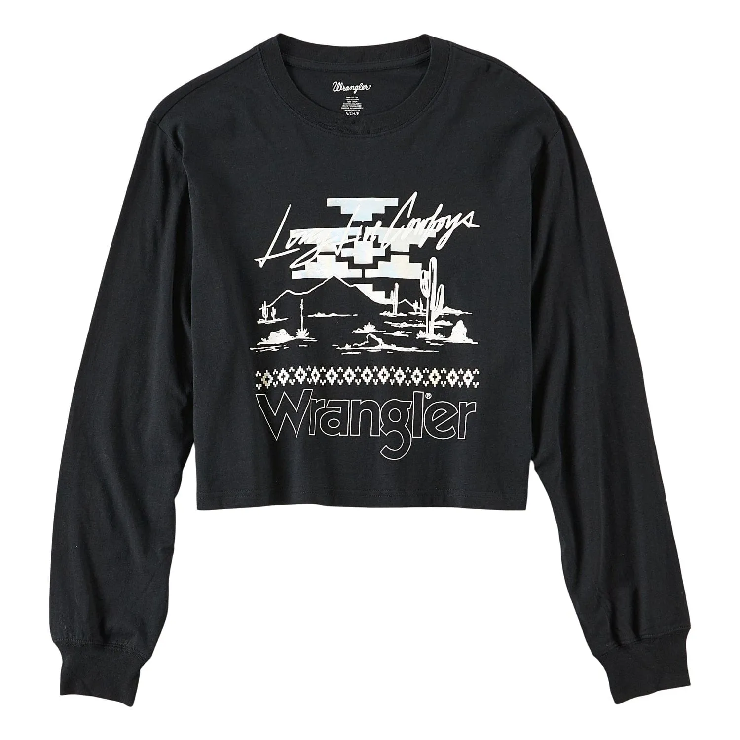 Wrangler Women's Retro Long Sleeve "Long Live Cowboys" Abstract Graphic Tee 112321702