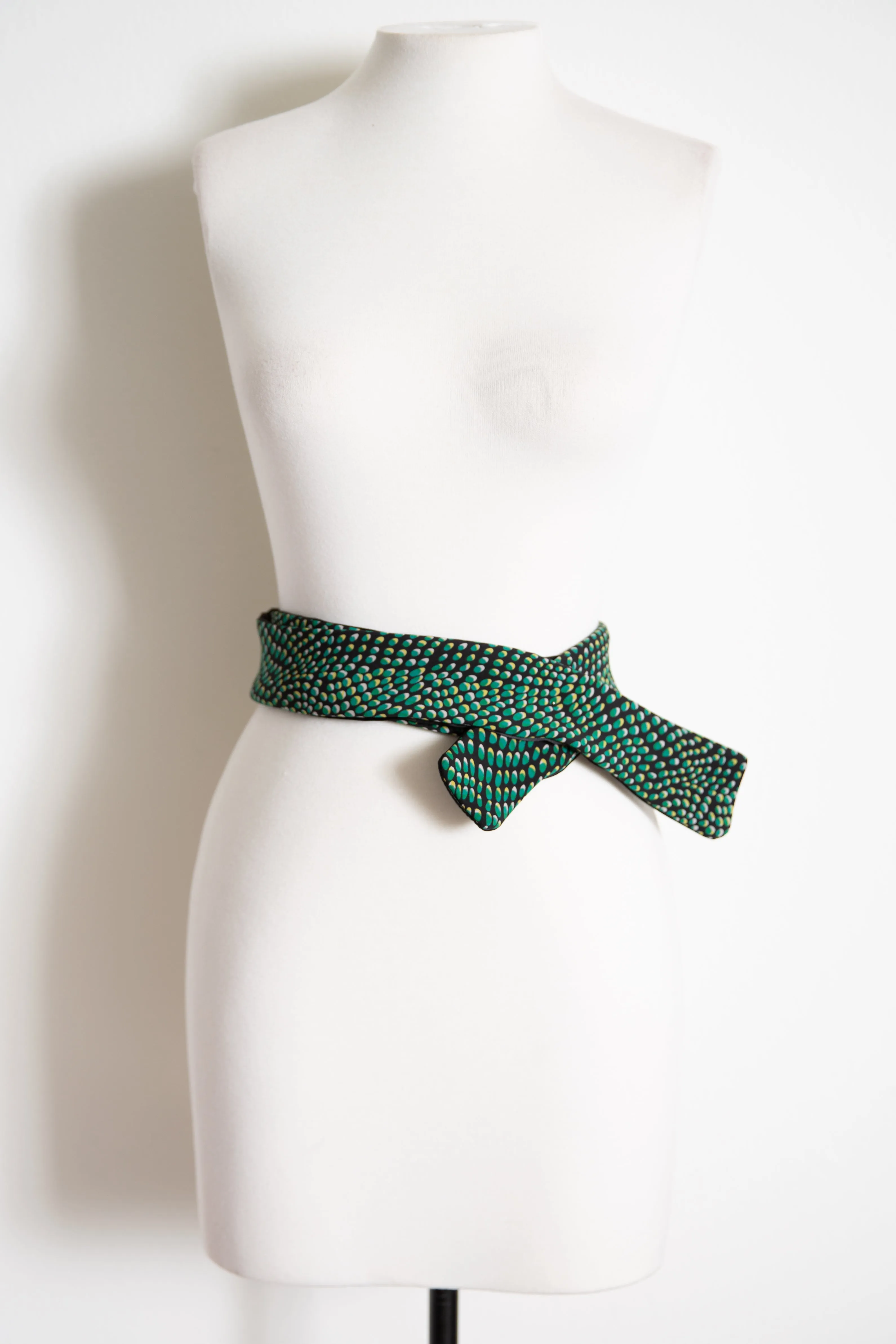 Wrap Tie Belt "Green Dots”