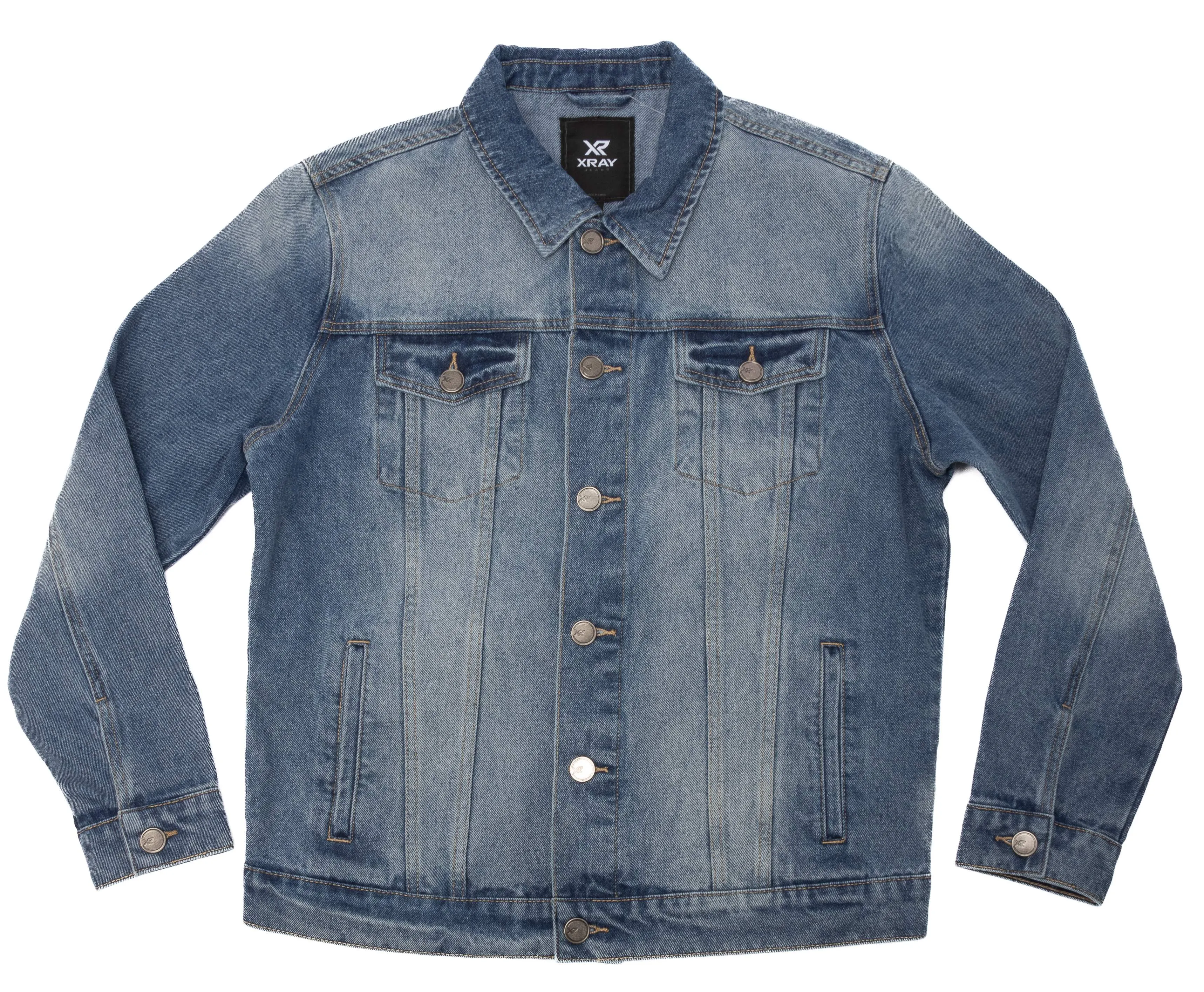 X RAY Men's Limited Edition Denim Jacket With Graphic on the back of Tiger W/Silver Chain