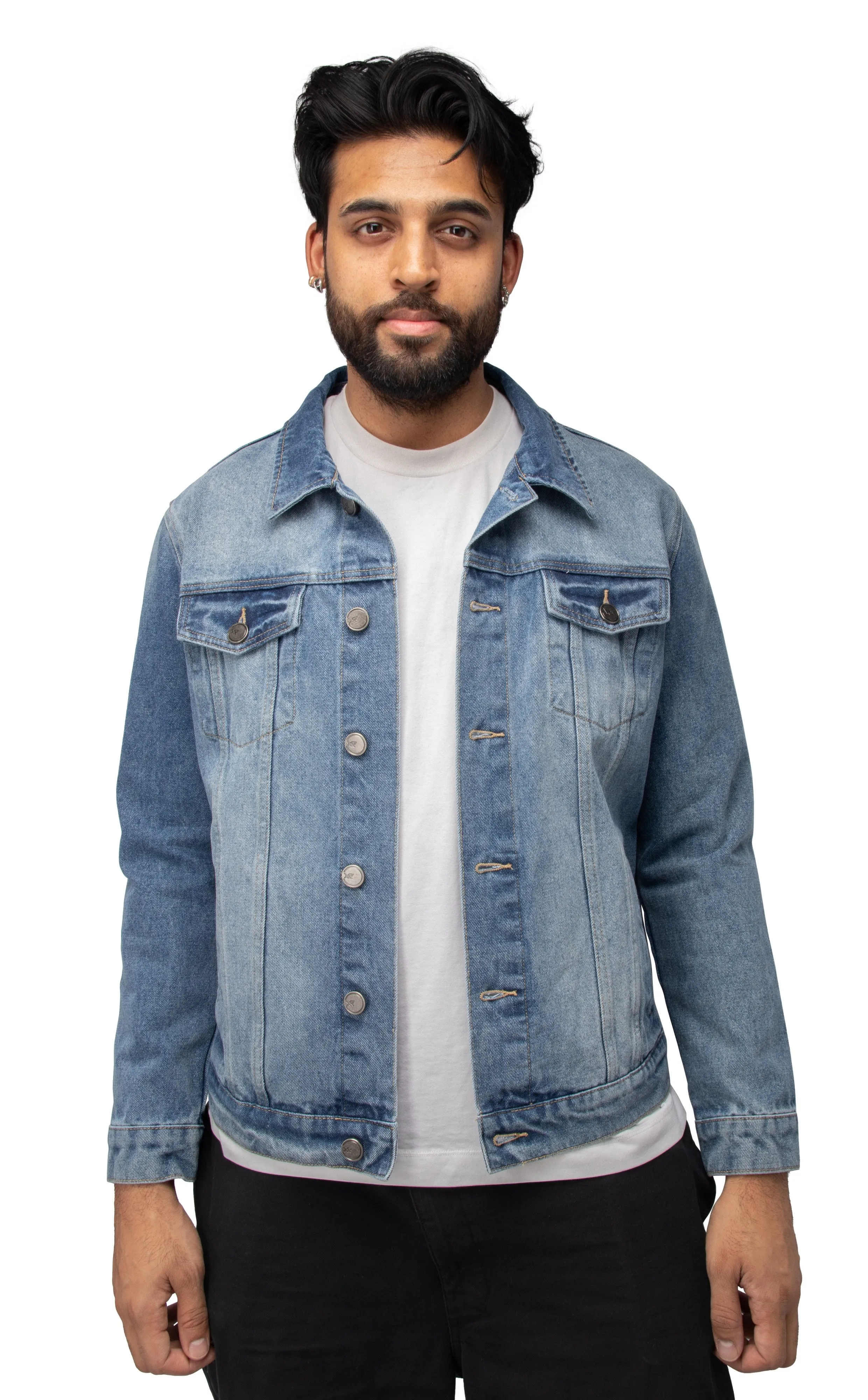 X RAY Men's Limited Edition Denim Jacket With Graphic on the back of Tiger W/Silver Chain