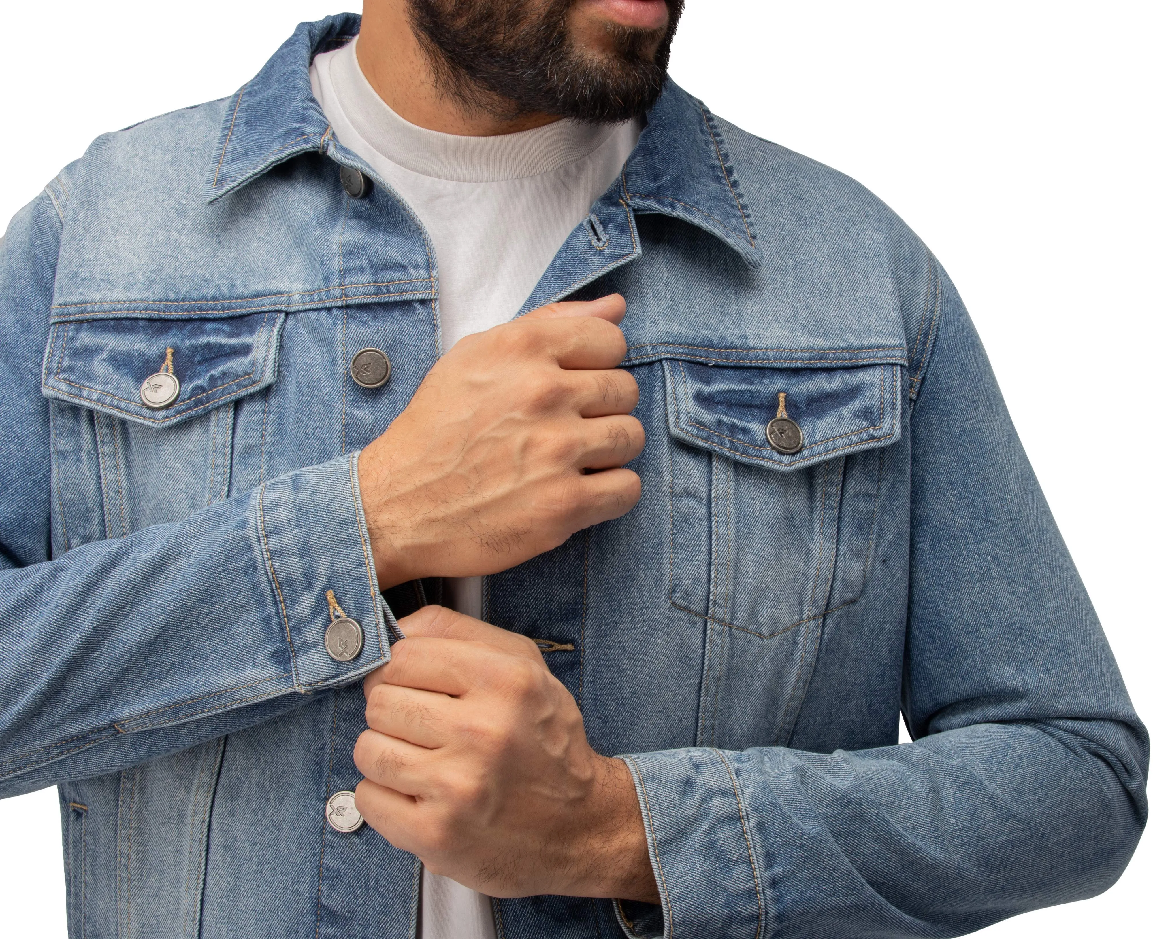 X RAY Men's Limited Edition Denim Jacket With Graphic on the back of Tiger W/Silver Chain
