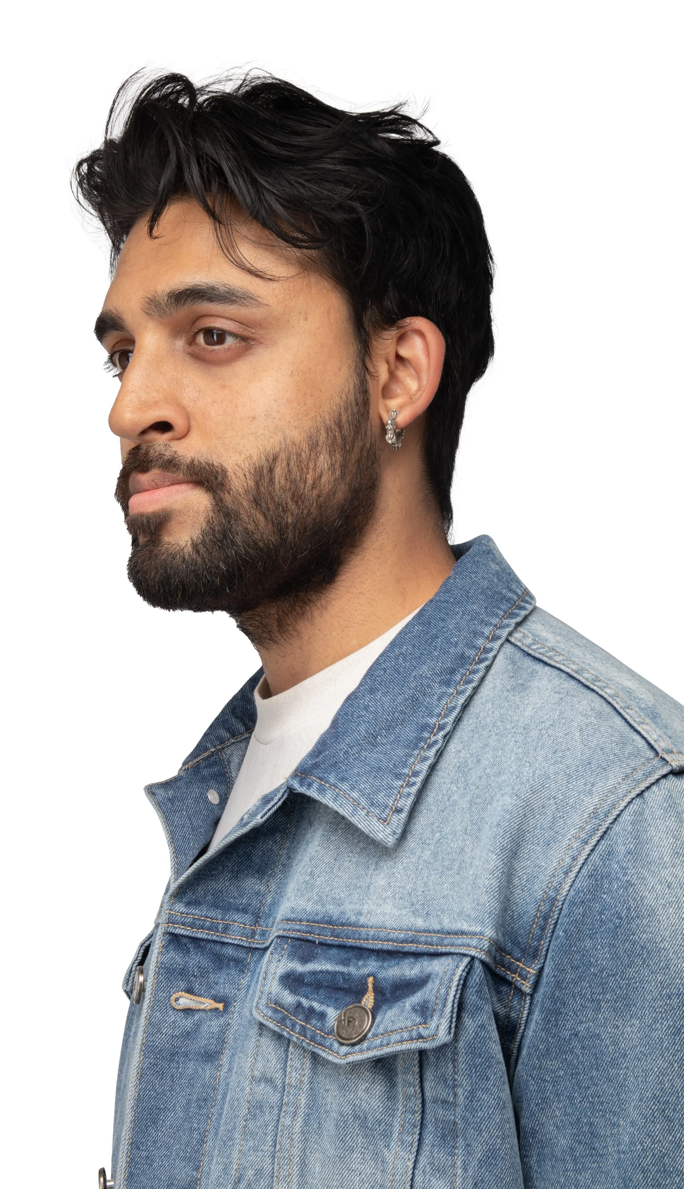X RAY Men's Limited Edition Denim Jacket With Graphic on the back of Tiger W/Silver Chain